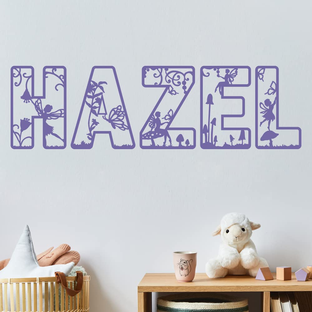 Custom Name Fairy Vinyl Wall Decal Sticker - Butterfly Flower Theme Nursery Decor for Girls' Bedroom | Perfect for Kids Room, Playroom & Baby Shower Gifts