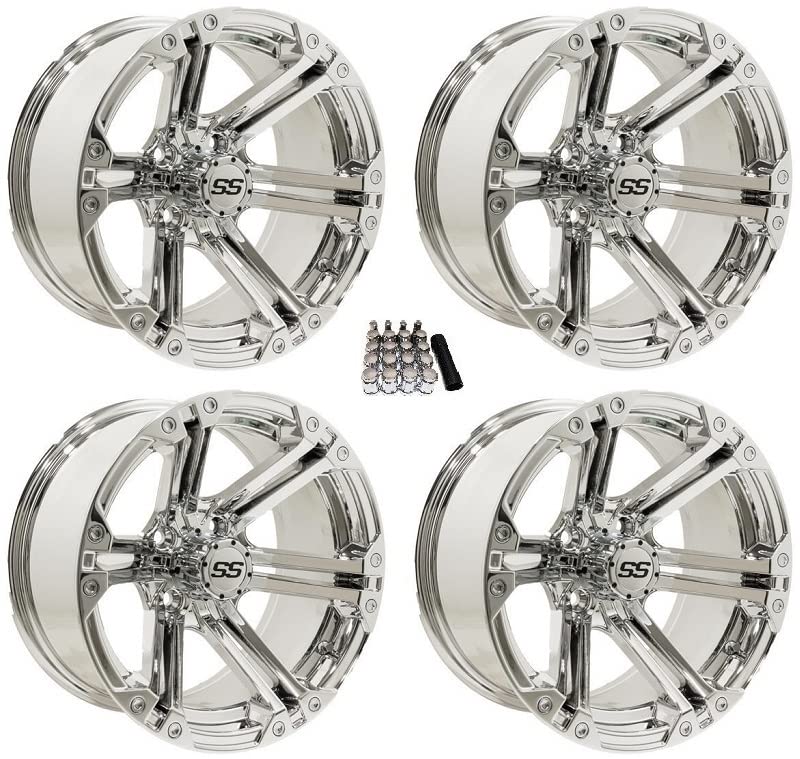 GTW Specter 14 Inch Golf Cart Wheels & Rims - Chrome Plated Alloy Wheels for Golf Carts, Utility Vehicles & Neighborhood Electric Vehicles (NEVs) - Perfect for Upgrading Your Golf Cart Style & Performance