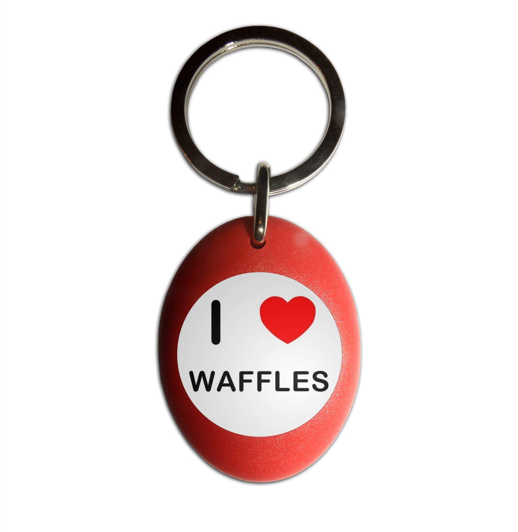 I Love Waffles Plastic Oval Keychain - Durable Key Ring for Home, Office & Travel (Perfect Gift for Waffle Lovers)