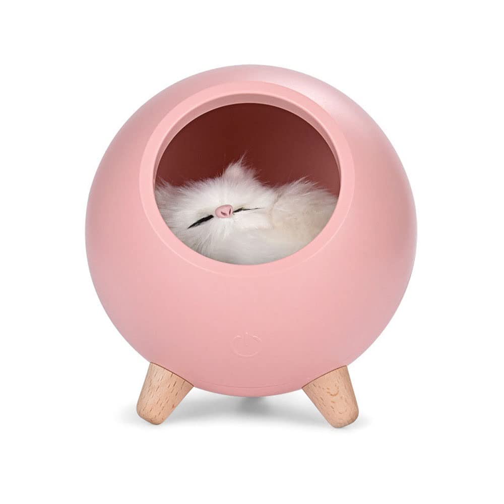 USB Rechargeable Cat Night Light - Cute LED Cat House Night Lamp for Kids Bedroom, Christmas & Birthday Gifts - Pink (Perfect for Nursery Decor, Bedside Lighting & Cozy Ambience)