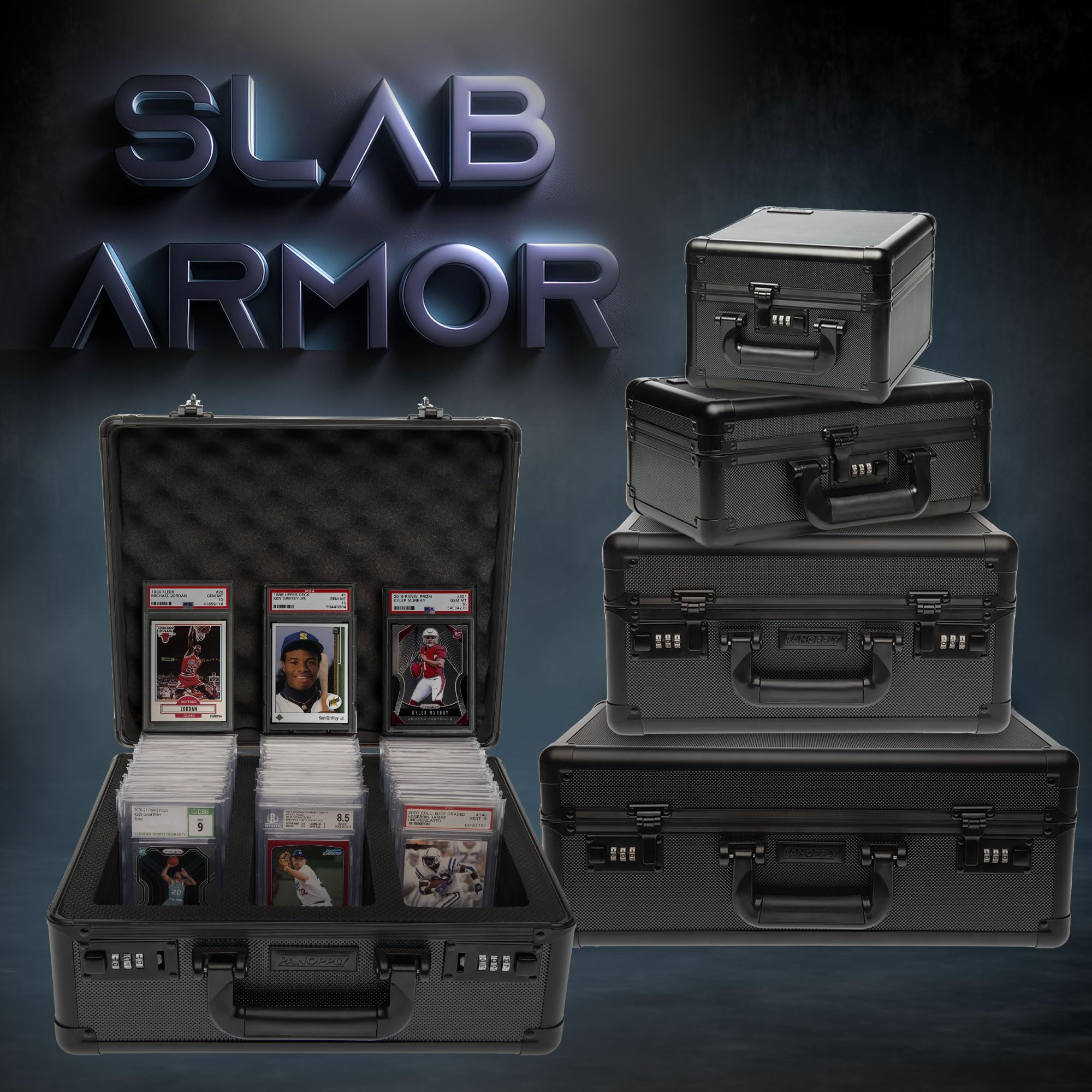 Premium SLAB ARMOR 120+ 3-Row PSA Graded Card Storage Box - Heavy Duty Baseball & Sports Card Protector Case for PSA Slabs (Black) | Perfect for Collectors, Card Shows & Secure Home Storage