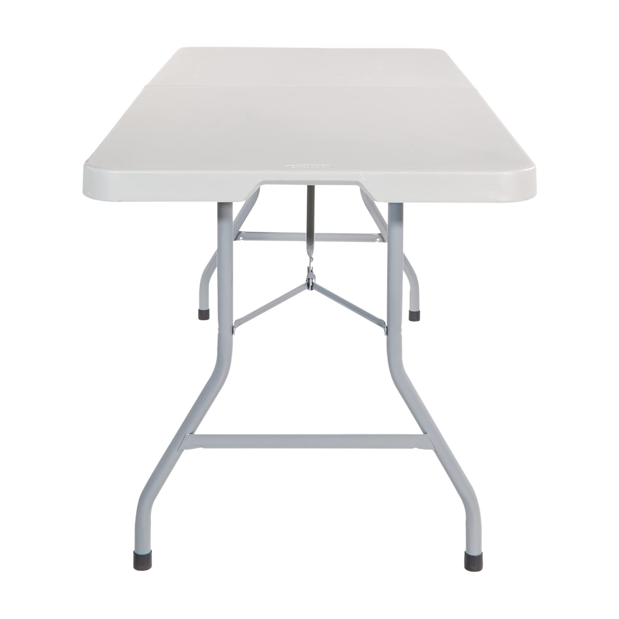Office Star 6-Ft Resin Folding Table with Wheels - Light Gray Rectangle Multipurpose Table for Office, Events, and Home Use