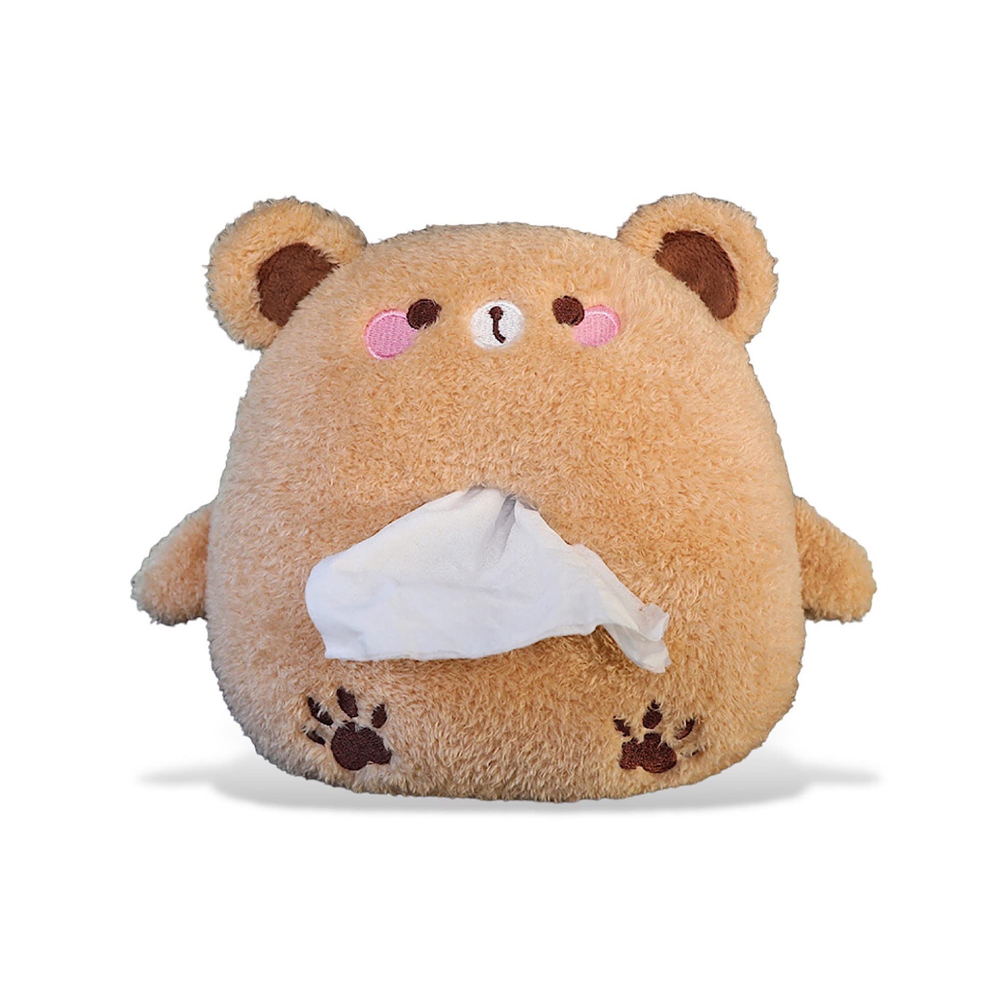 Cute Cartoon Bear Soft Plush Hanging Tissue Holder Pouch - Brown Paper Storage Container for Car, Home & Office | Perfect for Cars, Living Rooms, Bedrooms & Gifts