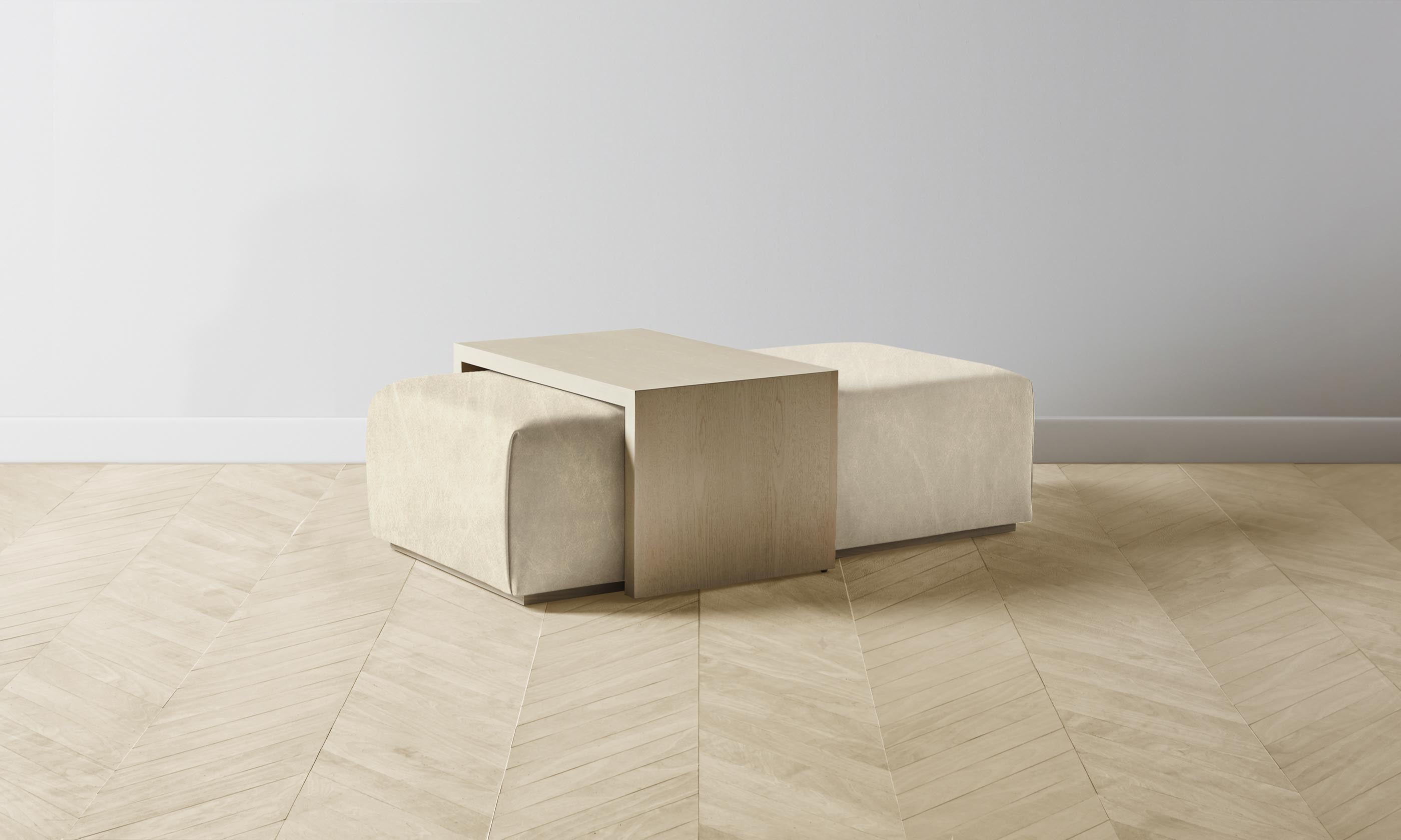 The Bowery Ottoman - Premium Tuscan Leather in Bisque | Stylish Footrest & Accent Chair for Living Room, Bedroom & Office