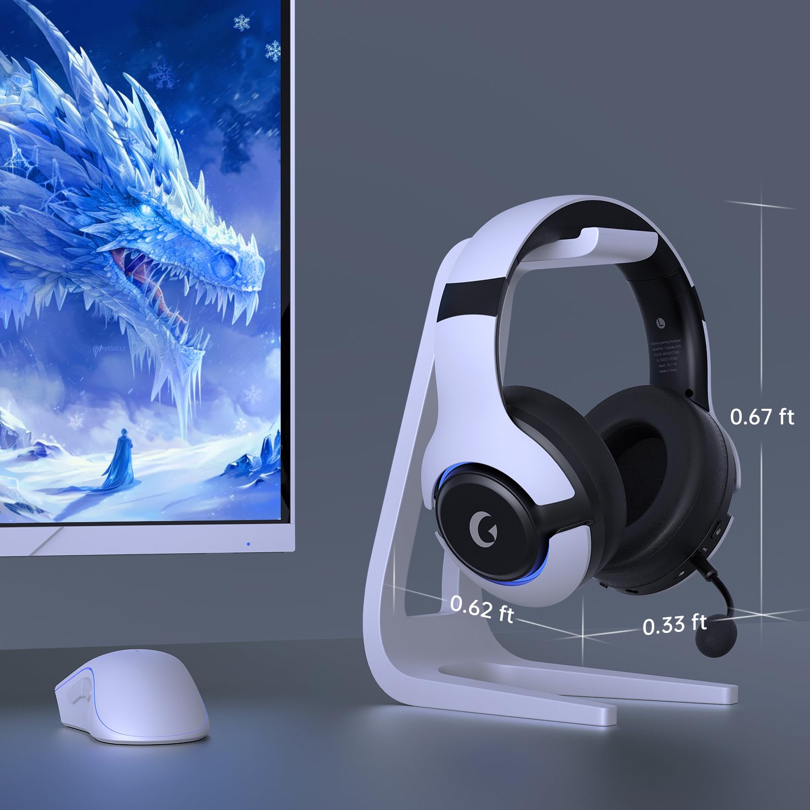 Wireless Gaming Headset for PS5, PS4, PC, Mac, Nintendo Switch - Bluetooth 5.3 Headphones with Noise Cancelling Mic, 45H Battery, RGB Lighting (White) - Perfect for Elden Ring, Fortnite & Online Gaming