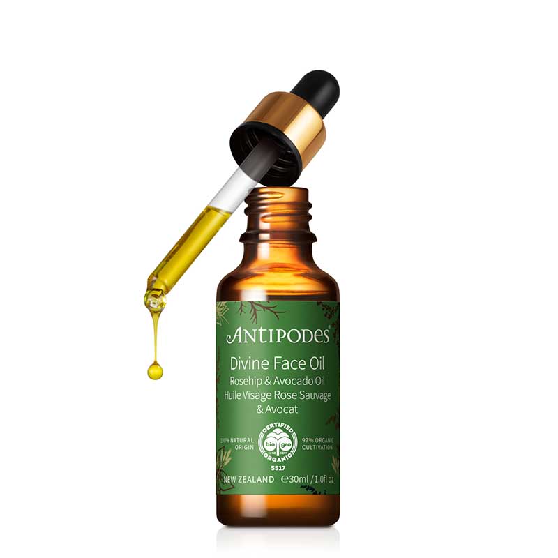 Antipodes Divine Face Oil with Avocado & Rosehip - Hydrating & Anti-Aging Facial Treatment for Dry Skin - Perfect for Nighttime Skincare Routine & Daily Moisturizing