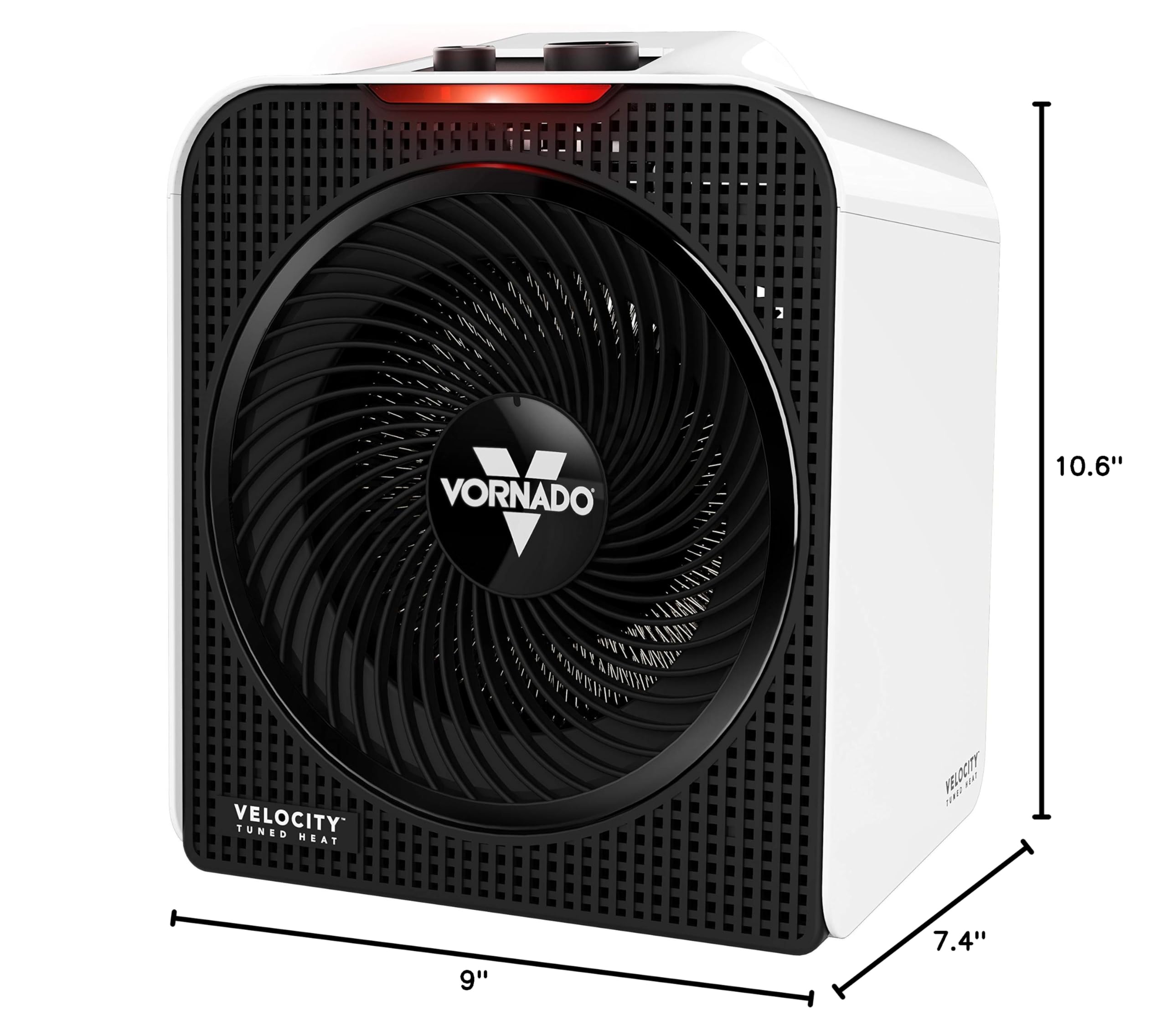 Vornado Velocity 3 Small White Space Heater with 3 Heat Settings & Adjustable Thermostat - Quiet Portable Electric Heater for Bedroom, Office & Home Use - Advanced Safety Features & Energy Efficient