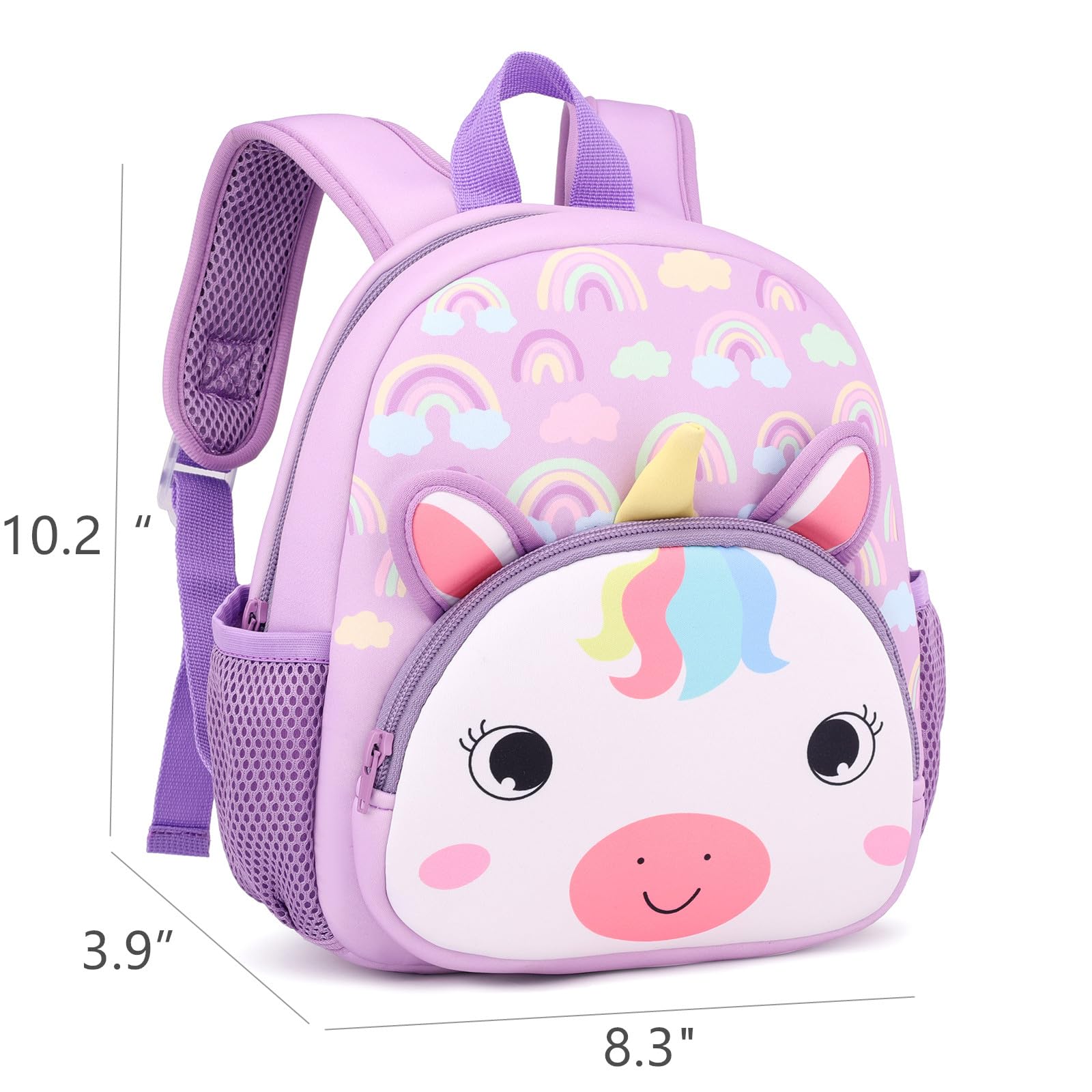 12inch Toddler Backpack for Boys & Girls - Cute Unicorn Rainbow Preschool Backpack, Waterproof Neoprene Cartoon Animal School Bag | Perfect for Daycare, Kindergarten & Travel