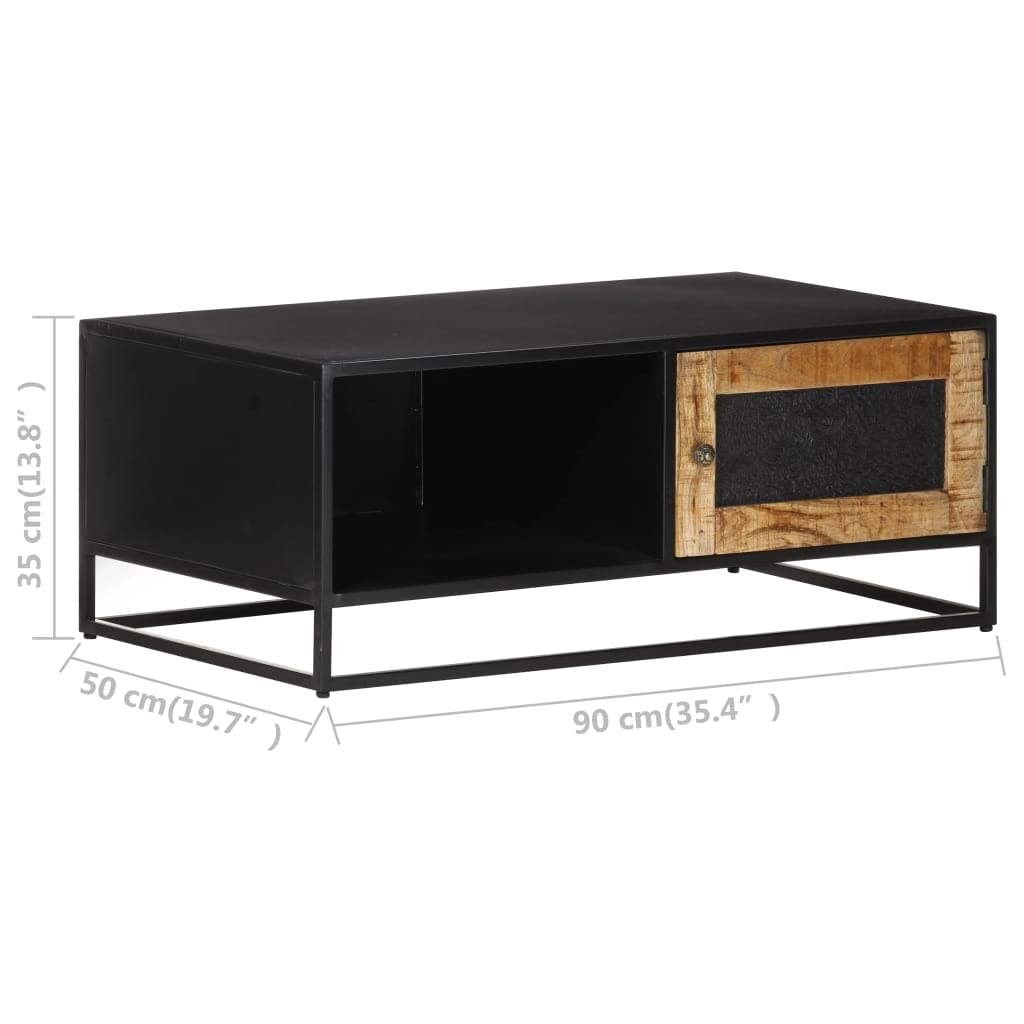 Rustic Square Coffee Table with Storage - Solid Mango Wood Living Room Center Table, Bedroom Side Table for Study & Lounge - Handcrafted Wooden Coffee Table for Home Decor