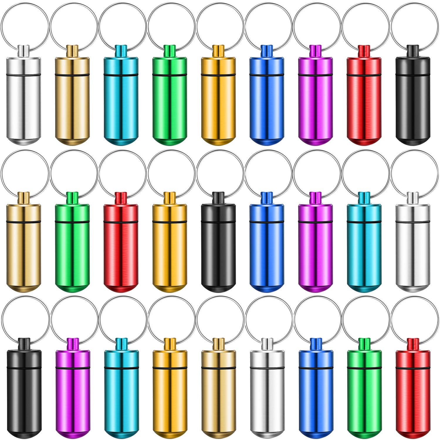 Portable Mini Pill Case with Keychain - 27 Pcs Waterproof Aluminum Pill Holder for Travel, Camping & Daily Use