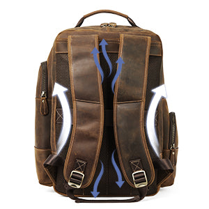 BOSTANTEN Vintage Leather Backpack for Men - 15.6 Inch Laptop Backpack with Large Capacity, Business Travel Bag & Durable Shoulder Daypack - Perfect for Office, College, Commuting & Weekend Getaways