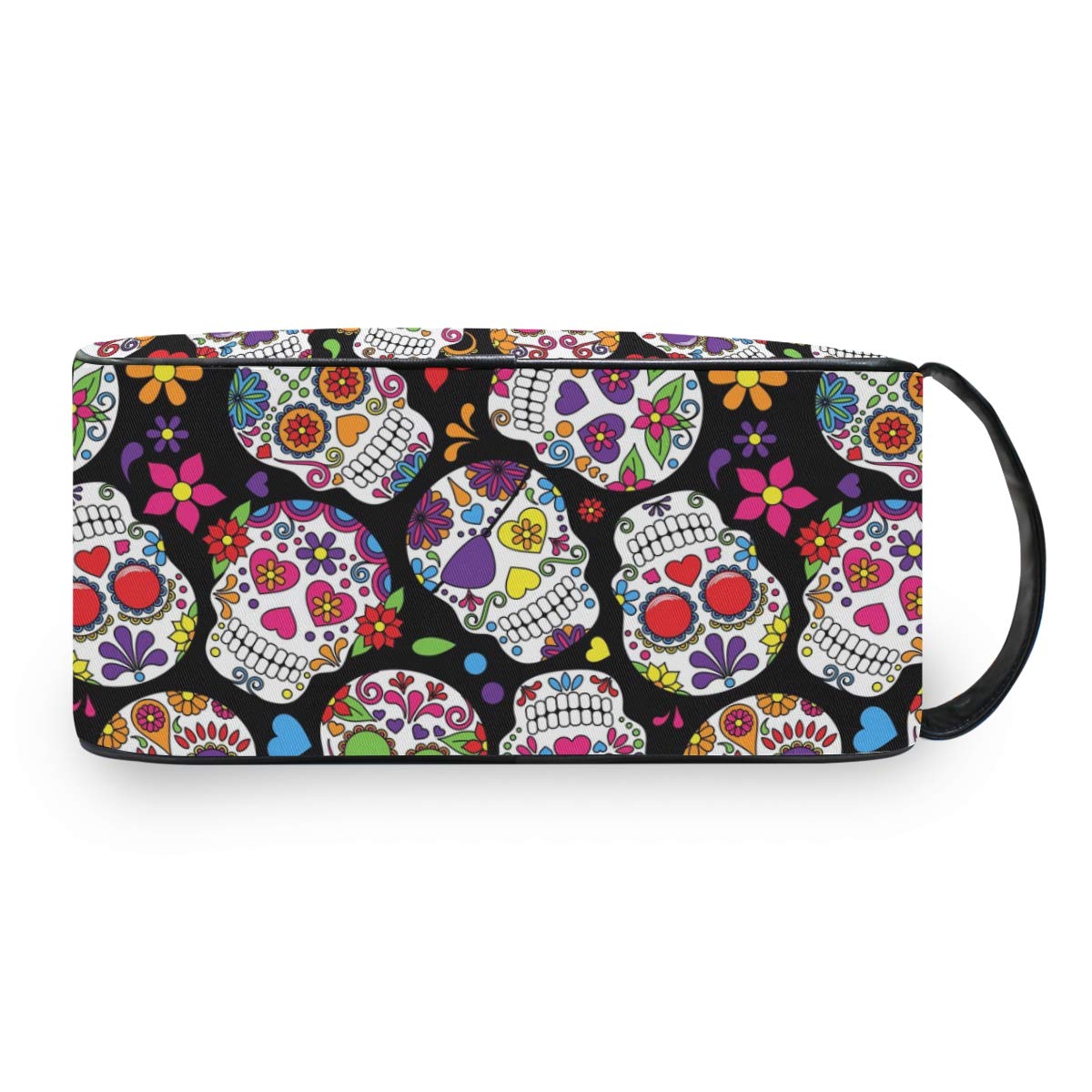 Portable Travel Toiletries Bag - Waterproof Cosmetic Makeup Organizer with Sugar Skull Design for Women & Adults | Perfect for Vacation, Gym, Camping & Daily Use