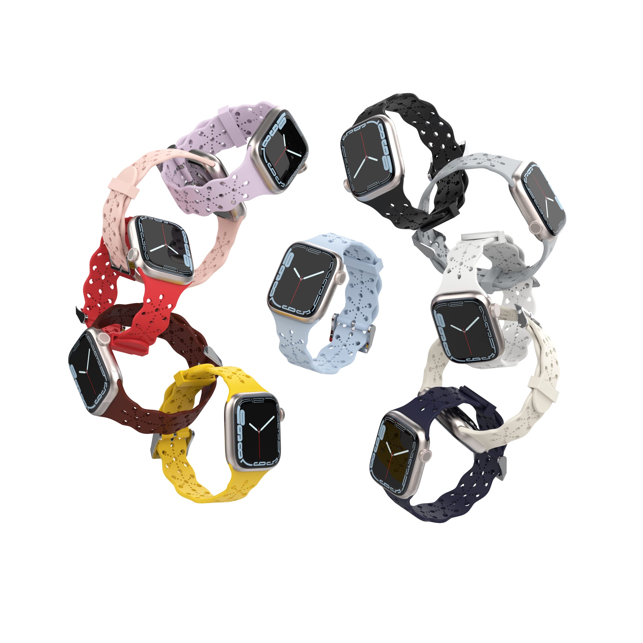 Premium Silicone Sport Watch Bands Compatible with Apple Watch 38mm 40mm 41mm 42mm 44mm 45mm - Replacement Strap for Series 7/6/5/4/3/2/1/SE - Durable & Comfortable Bracelet for Women & Men - Perfect for Workouts, Running & Everyday Wear
