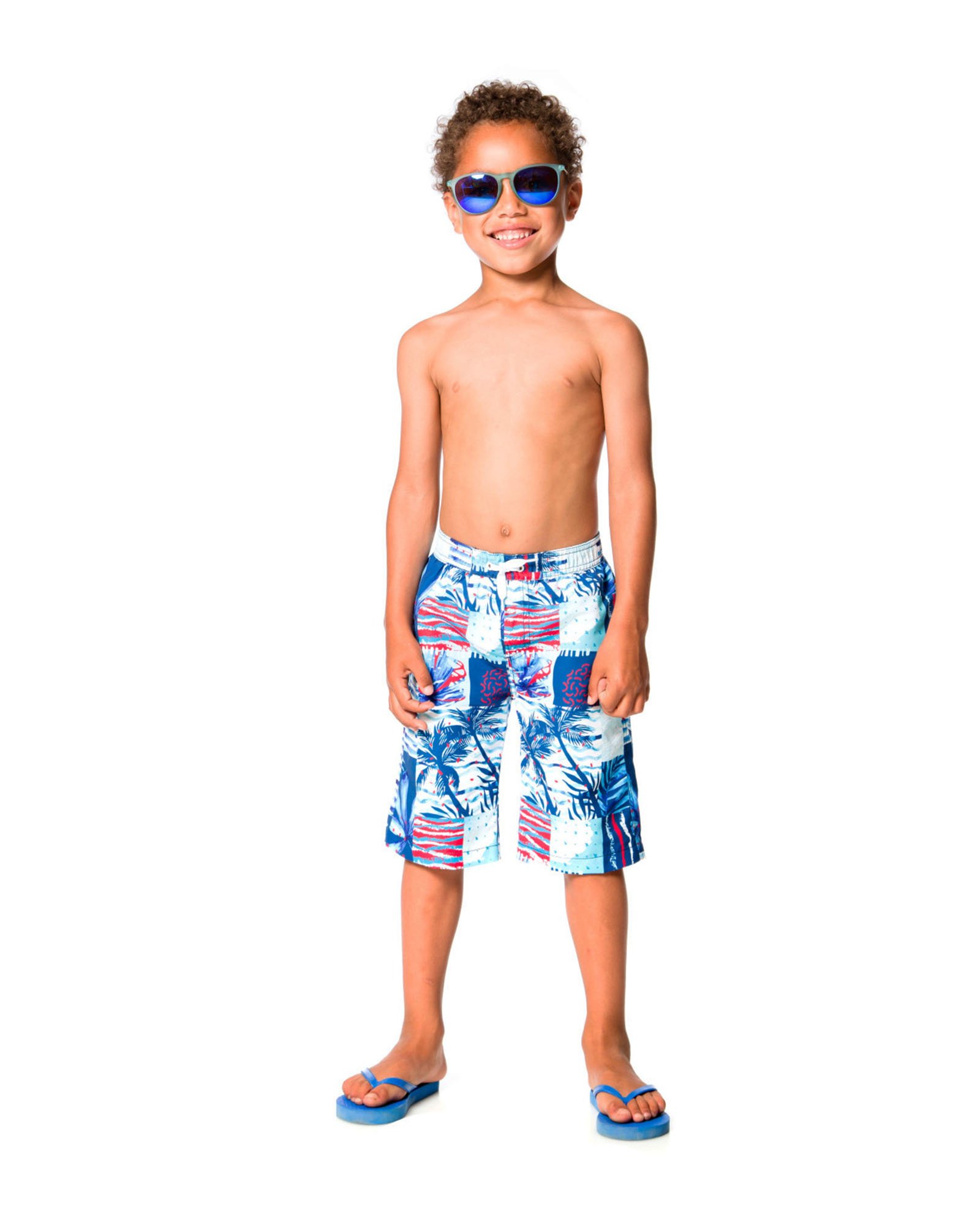 Deux par Deux Boys' Surfer Shorts - Ocean Print Playa Del Mar Swim Trunks for Kids (Sizes 2-10) | Perfect for Beach, Pool & Summer Vacation