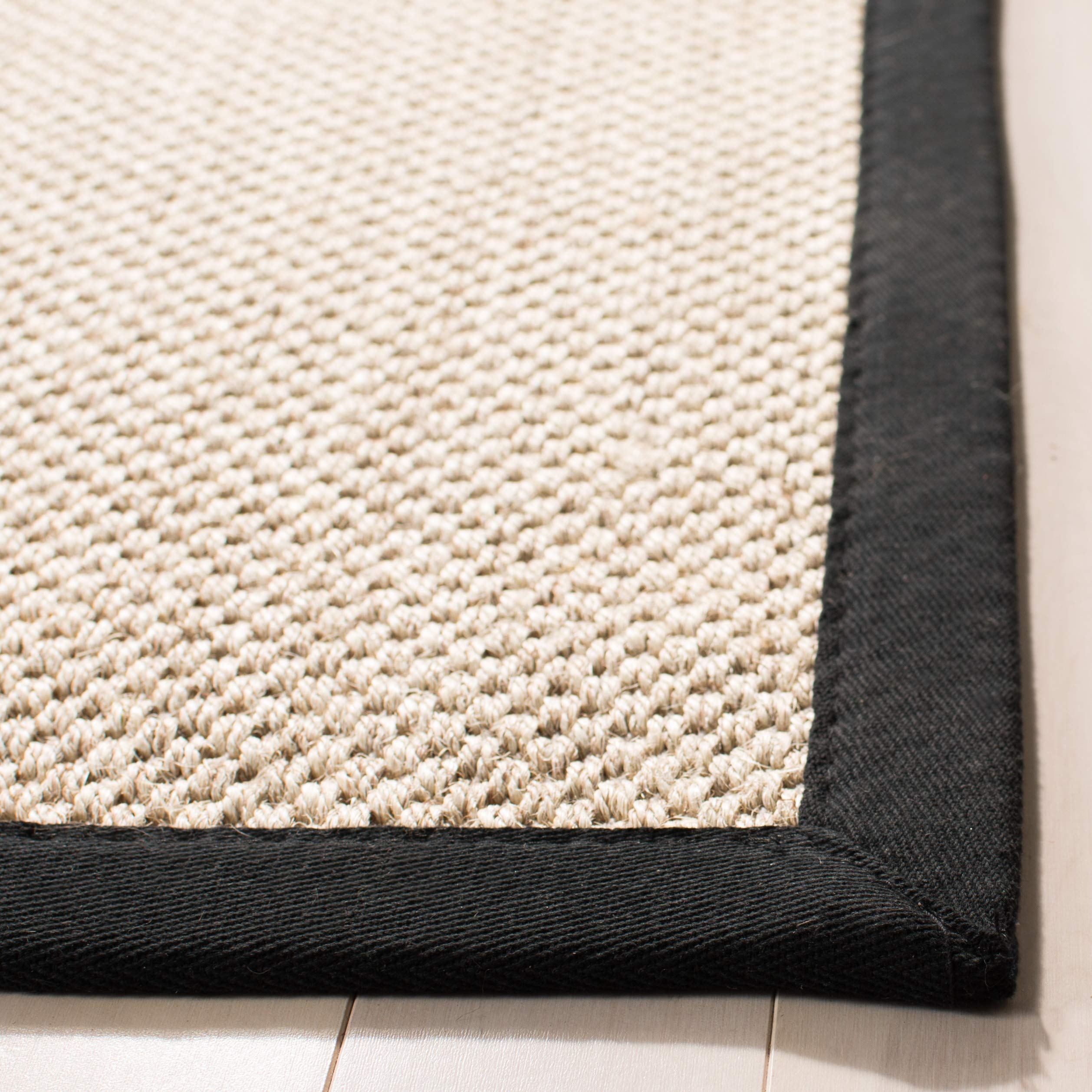 SAFAVIEH Natural Fiber Collection 8' x 10' Area Rug - Marble & Black Sisal Border Design | Easy Care, Durable for High Traffic | Perfect for Living Room, Bedroom & Office | NF143A