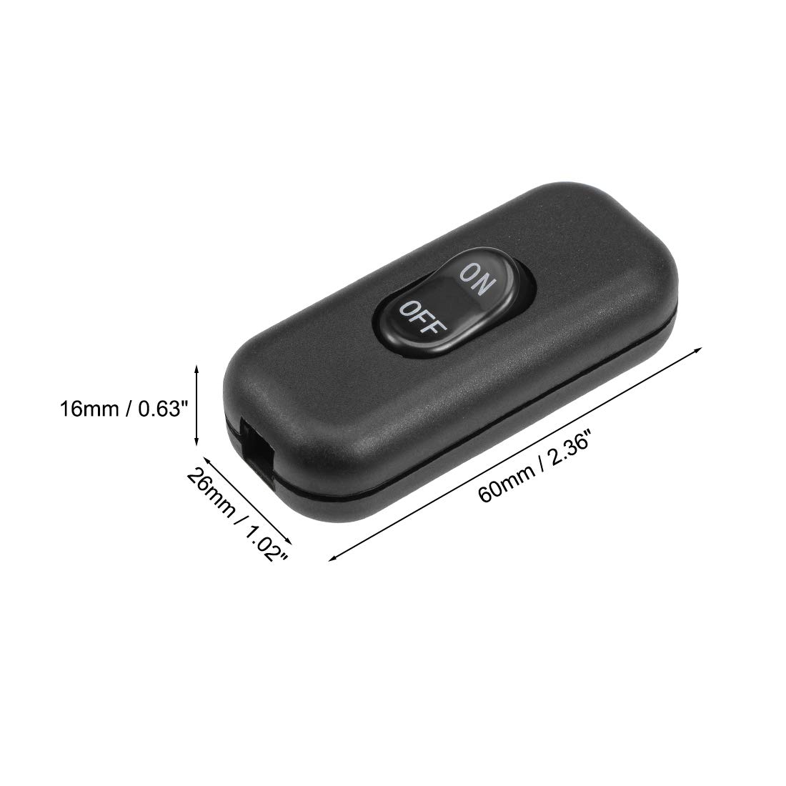 uxcell AC 250V 6A DPST Rocker Switch On-Off Inline Cord Control for Table Lamps, Desk Lights - Black (2 Pack) - Perfect for Bedroom, Office & Home Lighting Fixtures