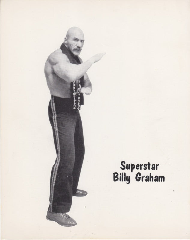 Vintage 1980s WWWF Billy Superstar Graham Wrestling Promo Photo - Collectible Memorabilia for Wrestling Fans & Sports Enthusiasts - Perfect for Man Cave, Sports Bar Decor, or Gift for Wrestling Collectors