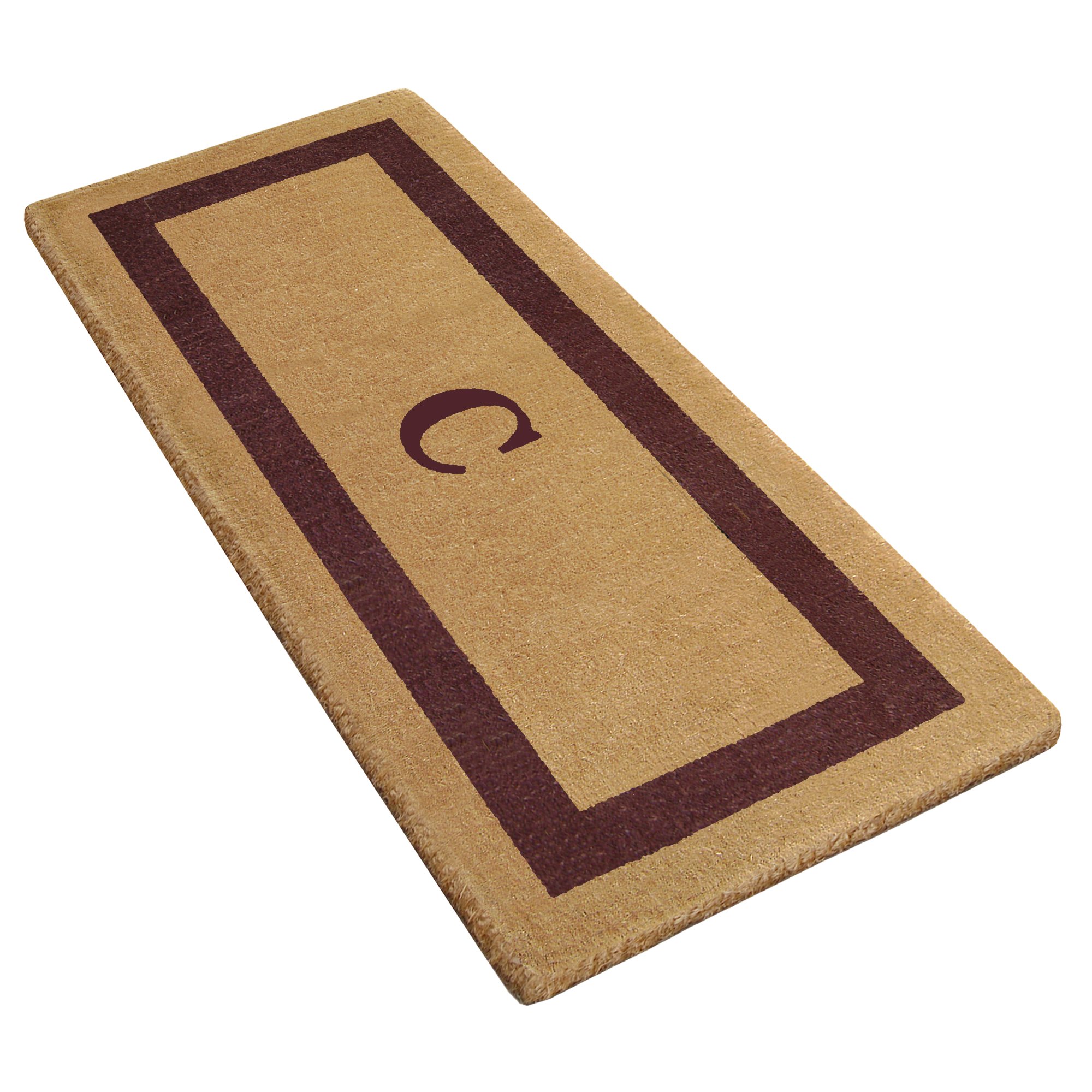 Personalized Monogram Coir Doormat - Heavy Duty Natural Coco Fiber Welcome Mat with Single Picture Frame Design | Durable Handcrafted Outdoor Rug | Eco-Friendly Brown 24x57 Inch | Perfect for Front Door, Porch, Patio & Entryway Decor | Model O2074C