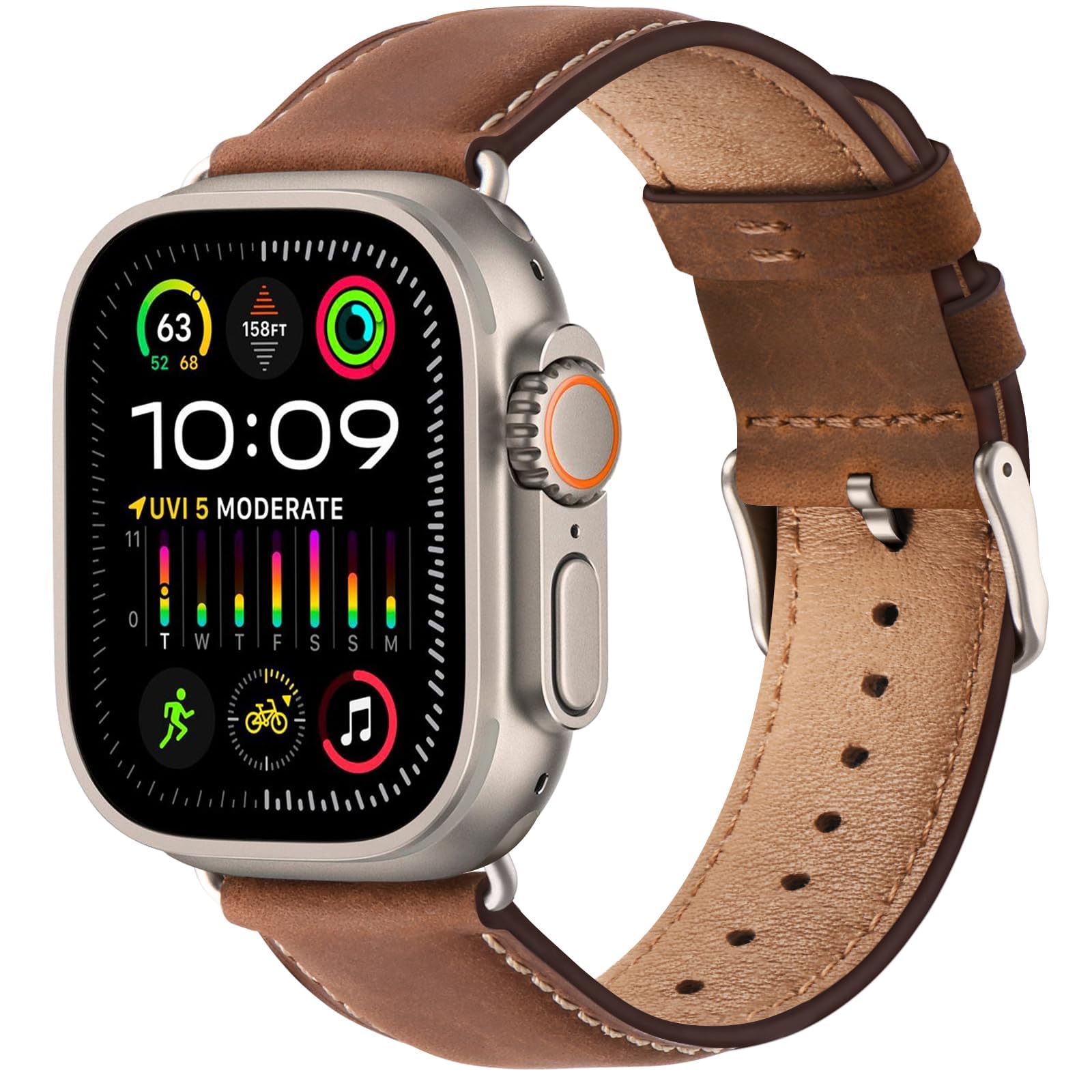 Bestig Genuine Leather Apple Watch Band - Compatible with 38mm 40mm 41mm 42mm (Series 10/9/8/7/6/5/4/3/2/1 & SE) - Stylish iWatch Strap for Women & Men - Perfect for Work, Gym & Everyday Wear