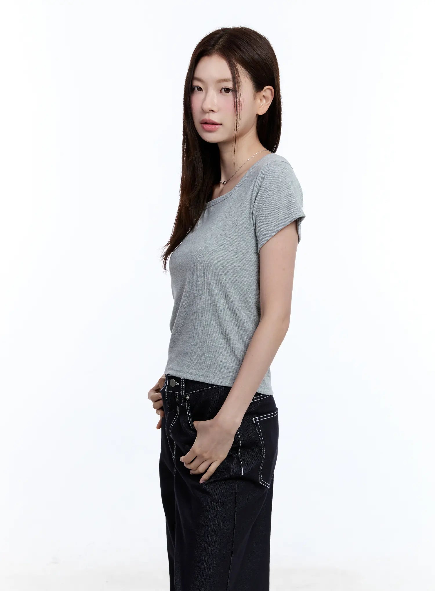 Essential Square Neck Tee for Women - Soft Cotton Basic T-Shirt CU513 | Casual Wear, Layering, Everyday Outfits
