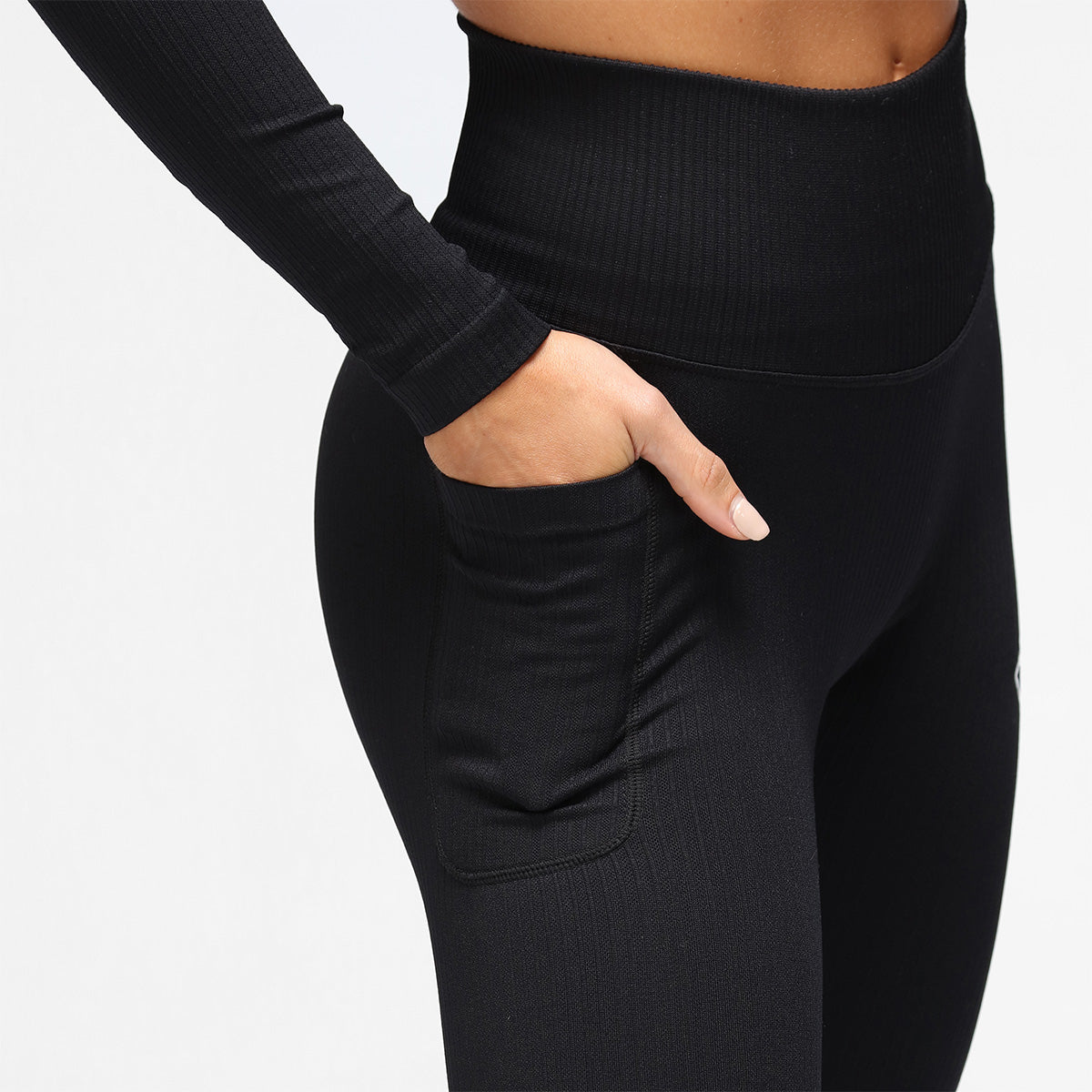 High Waist Black Ribbed Seamless Leggings for Women - Yoga, Workout & Everyday Wear - Comfortable Stretchy Tummy Control Pants