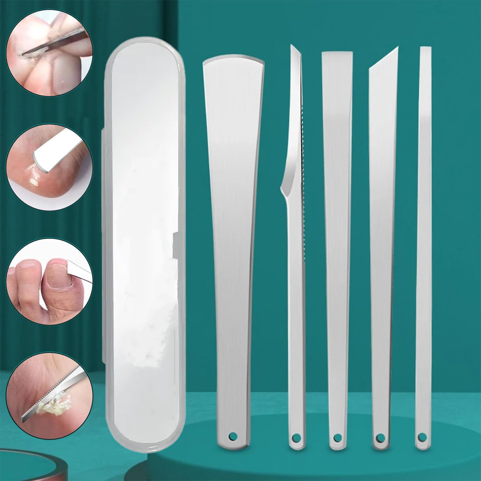 KLIFFOO Professional Pedicure Knife Set - 5-Piece Dead Skin & Callus Remover Kit with Sharp Blades for Feet Care, Ingrown Toenail Treatment, and Foot Repair - Perfect for Home Pedicures & Salon Foot Care
