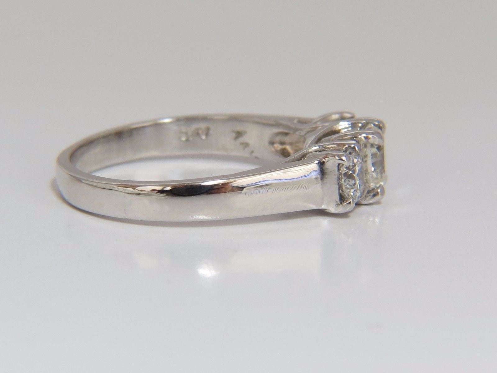 1.08CT Classic Three Natural Cushion & Round Diamond Ring in 14KT White Gold - Elegant Engagement, Wedding, or Anniversary Jewelry Gift for Women