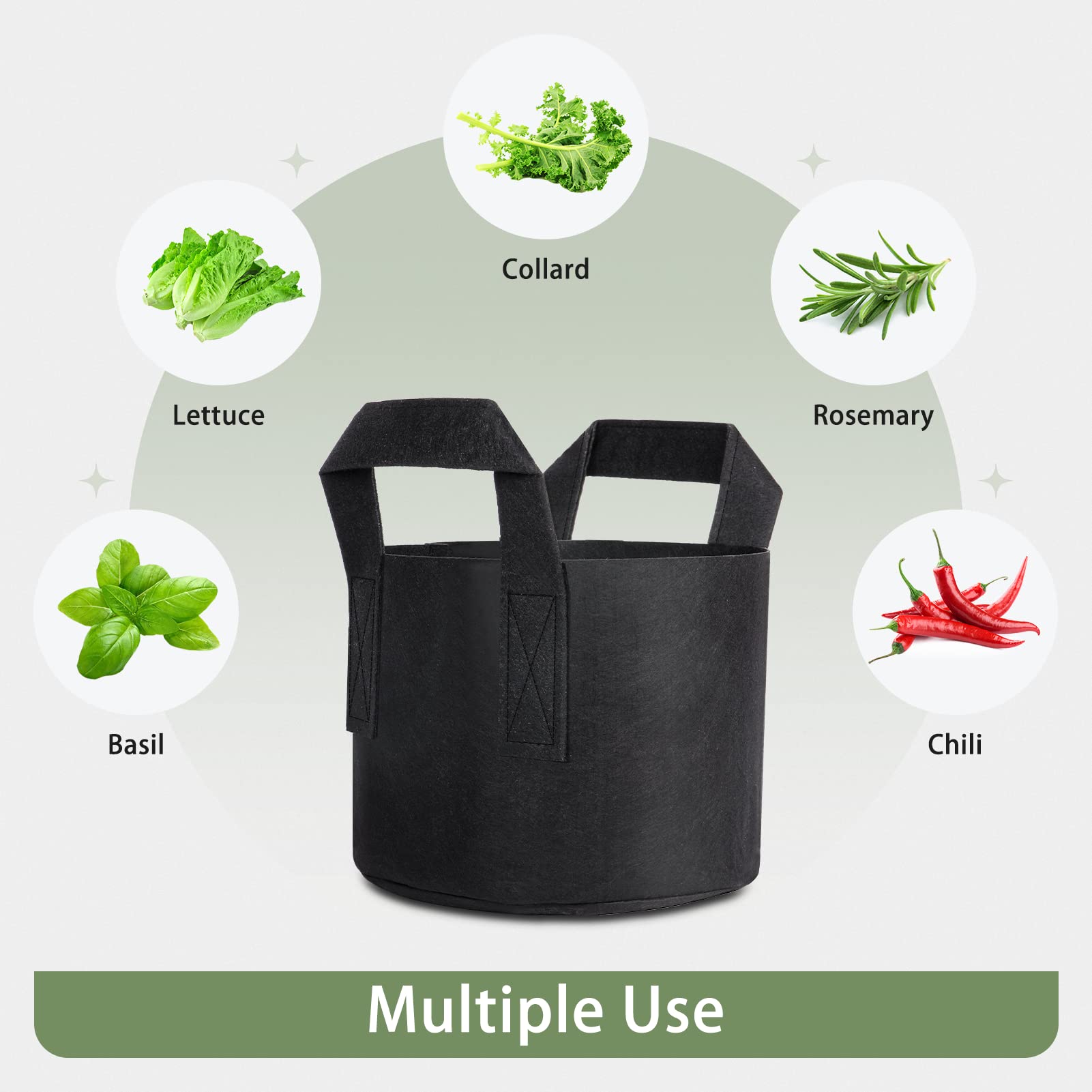 GreatBuddy 1 Gallon Grow Bags 6-Pack - Thick Fabric Plant Pots with Sturdy Handles & Reinforced Stitching - Includes Free Labels (Black) - Ideal for Indoor/Outdoor Gardening, Vegetables, Herbs & Flowers