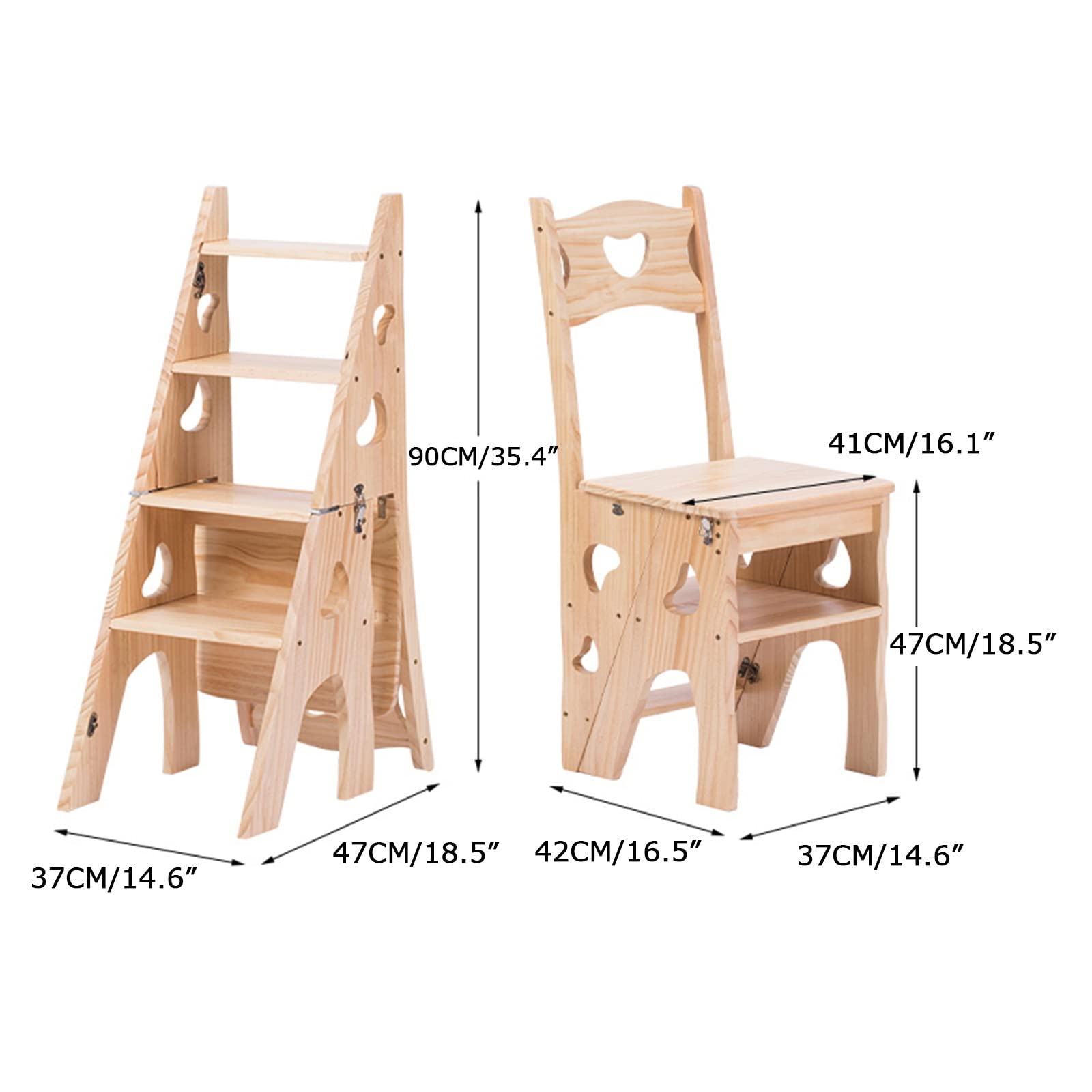 Multifunctional 4-Step Solid Wood Ladder Chair - Indoor Dual-Purpose Stool & Flower Stand Pedal - White - Perfect for Home Decor, Gardening, and Easy Reach
