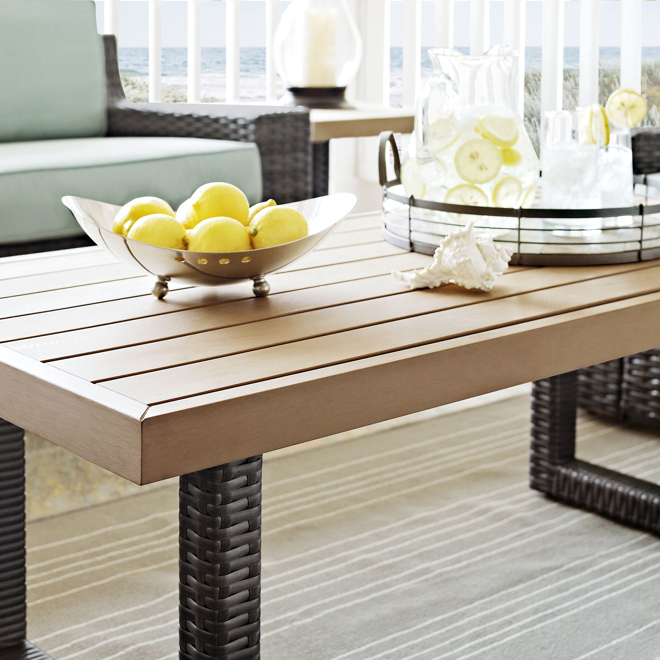 Crosley Furniture Beaufort All-Weather Rattan Wicker Outdoor Coffee Table - Weather-Resistant Brown Patio Table for Deck, Porch & Garden - Perfect for Outdoor Entertaining & Relaxation