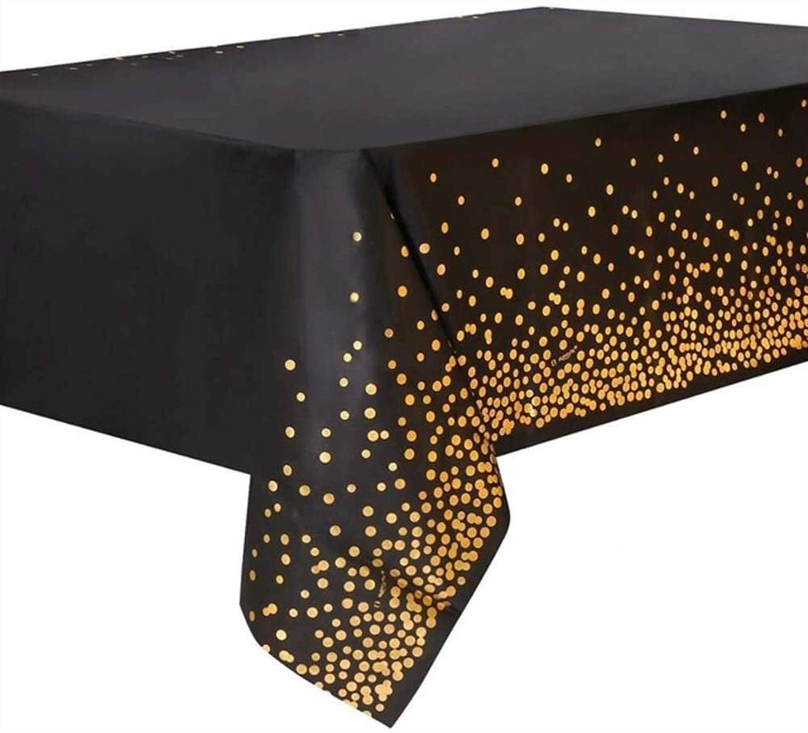 Washable Cotton Linen Rectangle Table Cover - 4 Pack Wrinkle-Free Soft Disposable Tablecloths for Parties, Indoor & Outdoor Use - Dot Confetti Design Plastic Table Covers for Dining, Picnics, BBQs & Events
