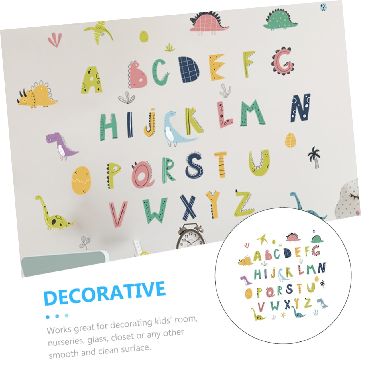 Wakauto 4 Sheets Alphabet Letter Stickers - Animal Themed Wall Decals for Kids Room, Nursery & Classroom Decor - Durable PVC Children's Wall Stickers for Learning & Play