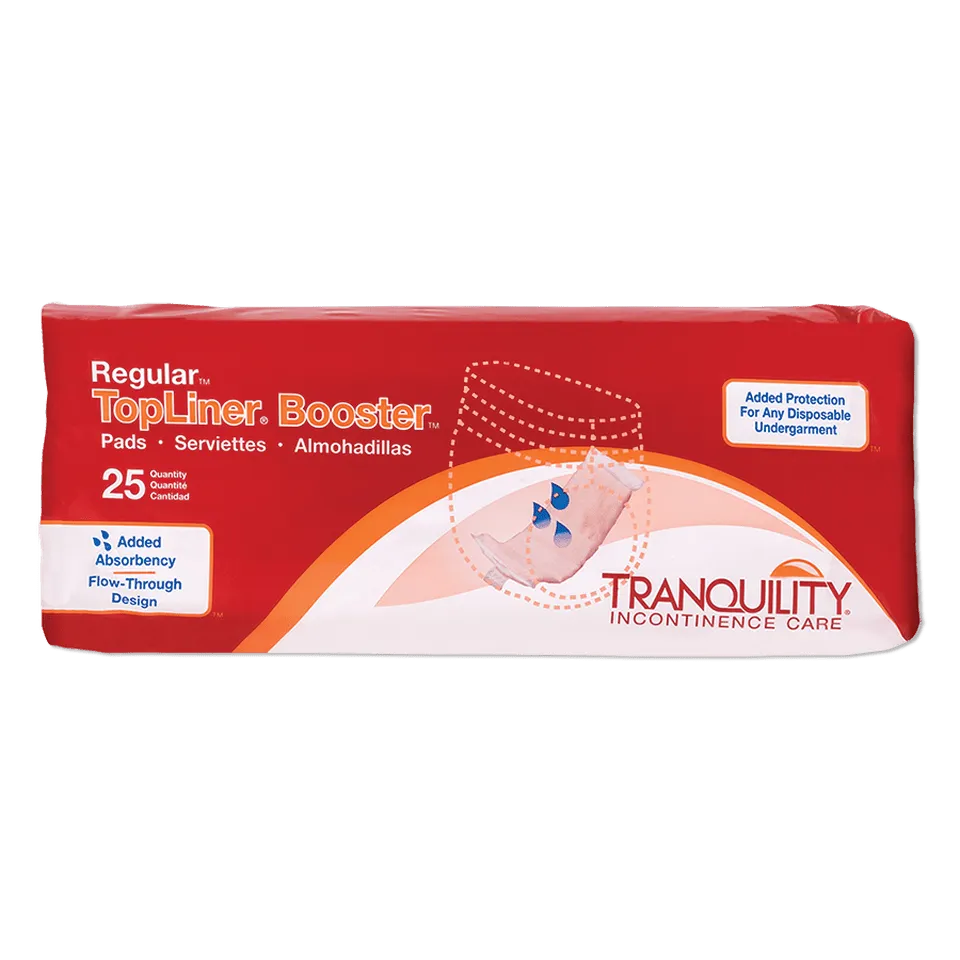 Tranquility TopLiner Super Booster Pads - 25 Count | Heavy Absorbency Incontinence Pads for Adults | Overnight Protection, Leak Prevention & Comfort | Ideal for Home, Travel & Hospital Use