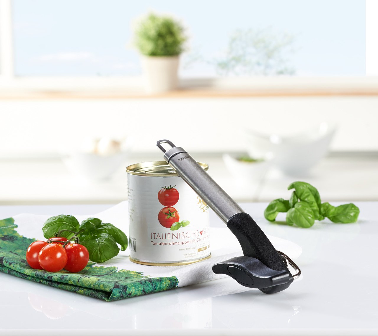 Leifheit Proline Safety Can Opener - Easy Open, Rustproof & Ergonomic Design for Kitchen, Camping & Emergency Use