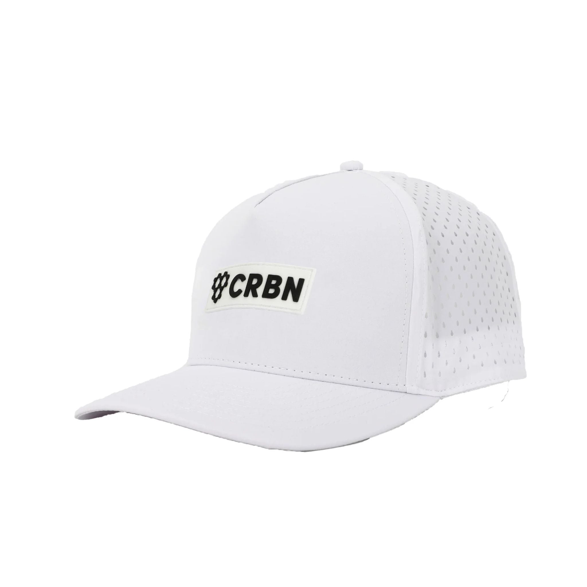 CRBN Quick Dry Performance Trucker Hat - Breathable Mesh Back, Moisture Wicking, UV Protection - Perfect for Running, Hiking, Golf & Outdoor Activities (White)