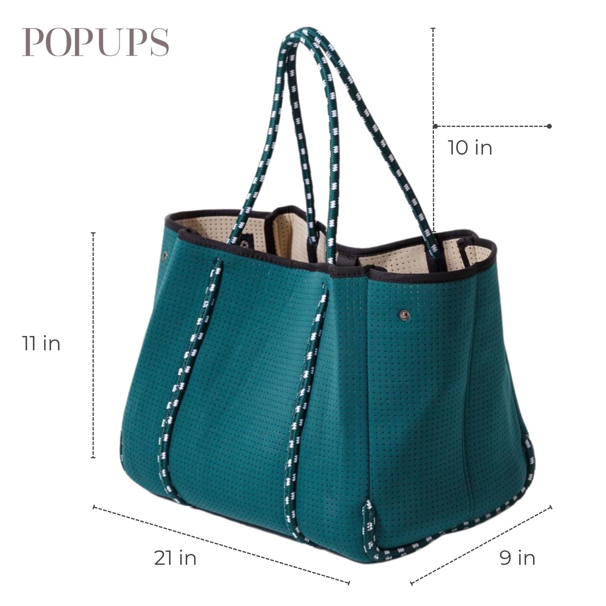 Stylish Large Neoprene Tote Bag for Women - Water-Resistant Designer Handbag with Multiple Pockets & Zipper Pouch - Perfect for Work, Travel, Gym & Beach Day Essentials