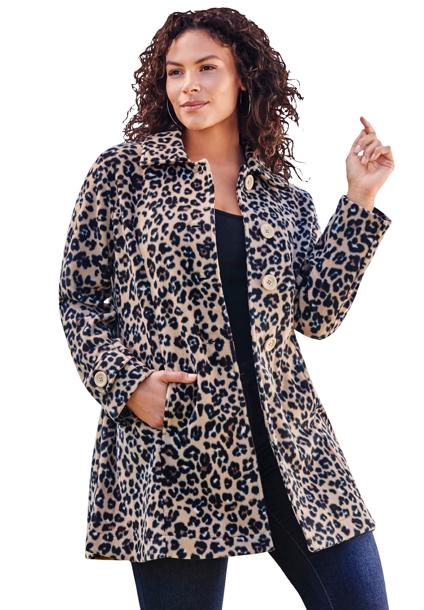 Roaman's Women's Plus Size Fleece Jacket - Cozy Winter Outerwear for Curvy Women | Perfect for Casual Outings, Outdoor Activities & Cold Weather Layering