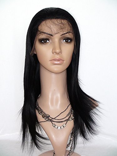 2017 DaJun 16 Inch Virgin Remy Human Hair Wigs for African American Women - Natural Straight #1B Color | Perfect for Daily Wear, Cosplay & Special Occasions