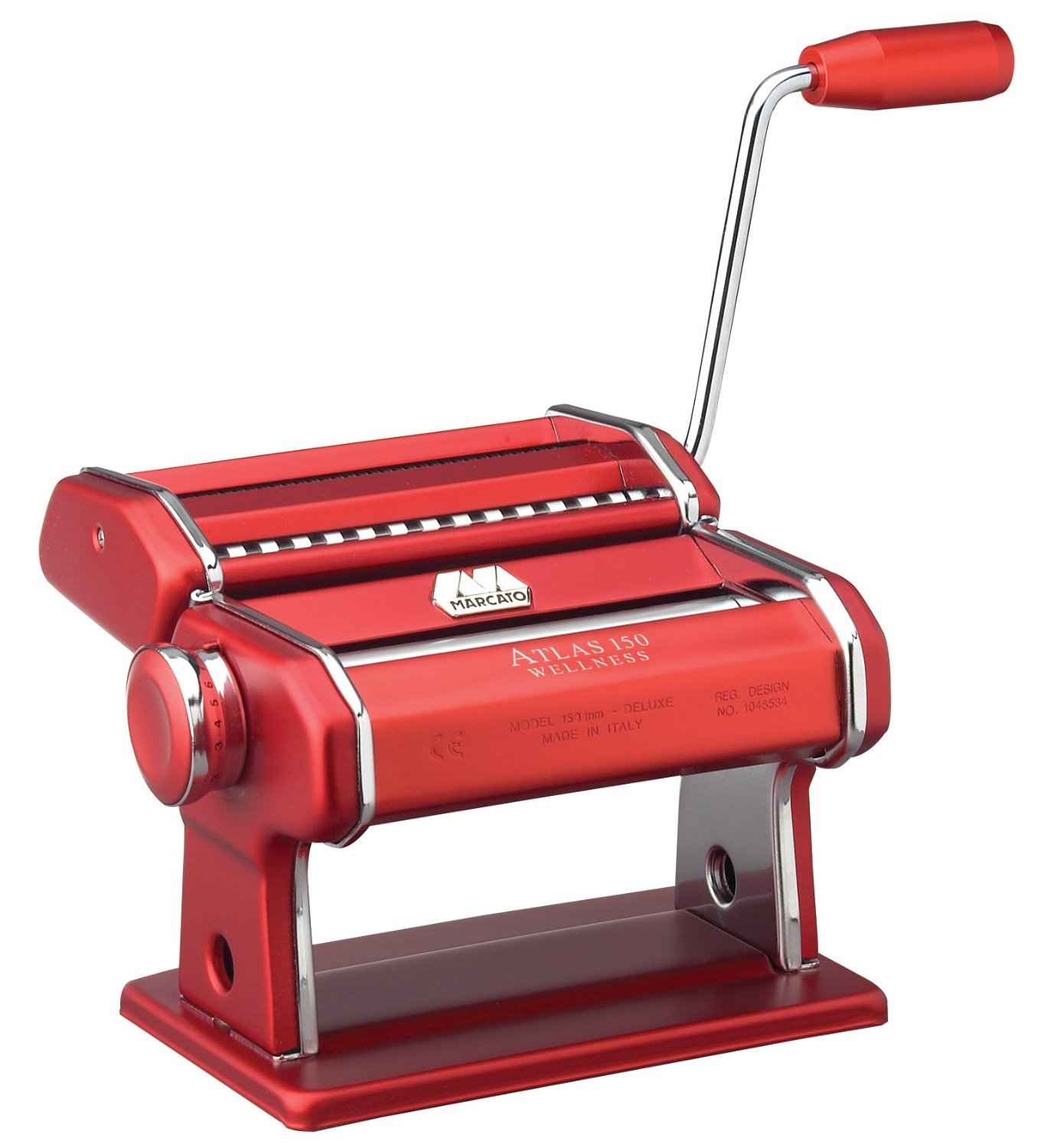 Atlas Electric 150 Pasta Maker Machine with Motor - Stainless Steel Pasta Roller & Cutter for Homemade Noodles, Lasagna, Ravioli - Red (Ideal for Italian Cooking, Restaurant, Home Kitchen)
