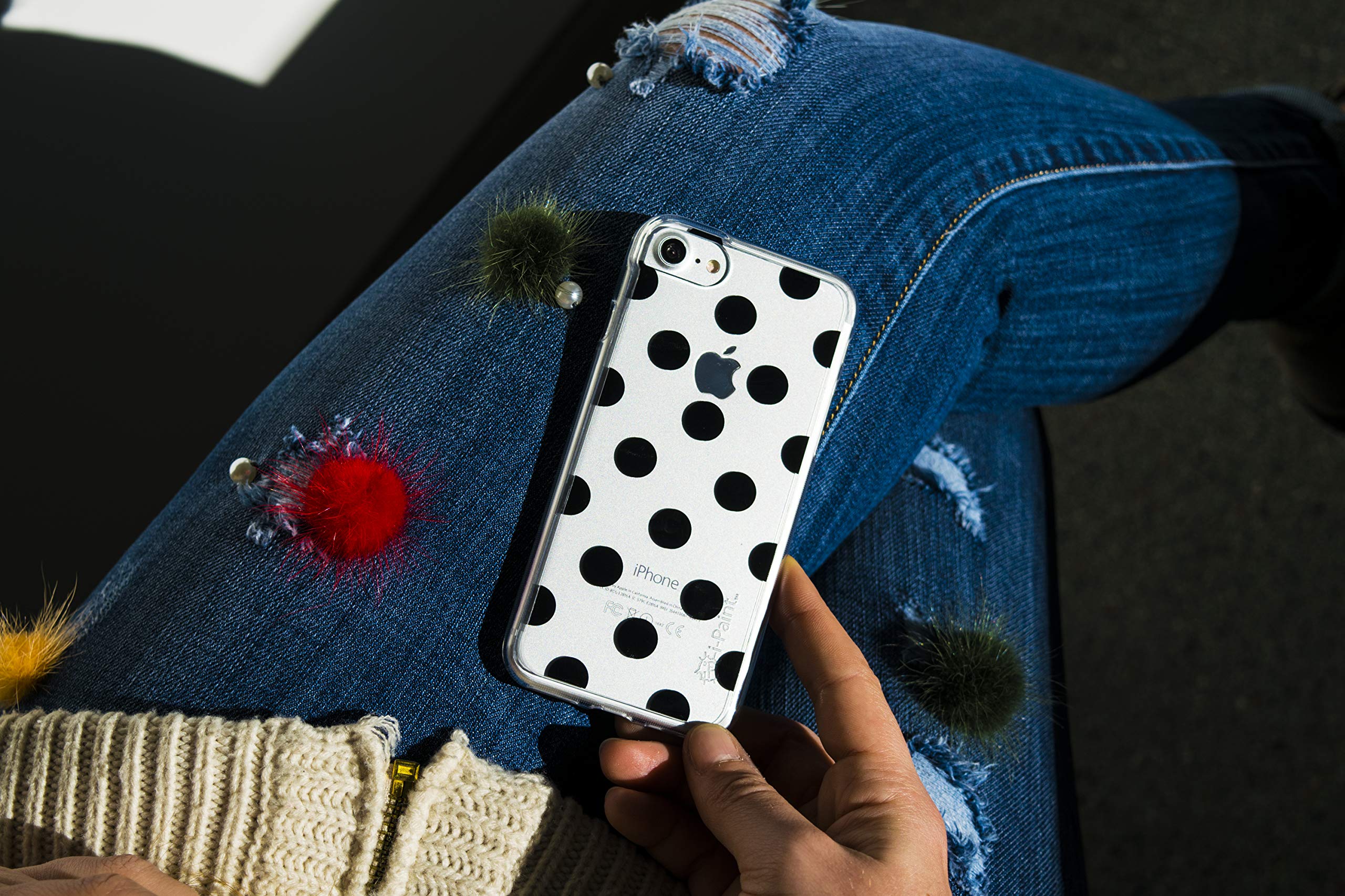 Polka Dot Protective Glamour Phone Case for iPhone 7 & 8 - Slim Shockproof Cover with Raised Edges for Screen Protection | Perfect for Everyday Use, Work & Travel