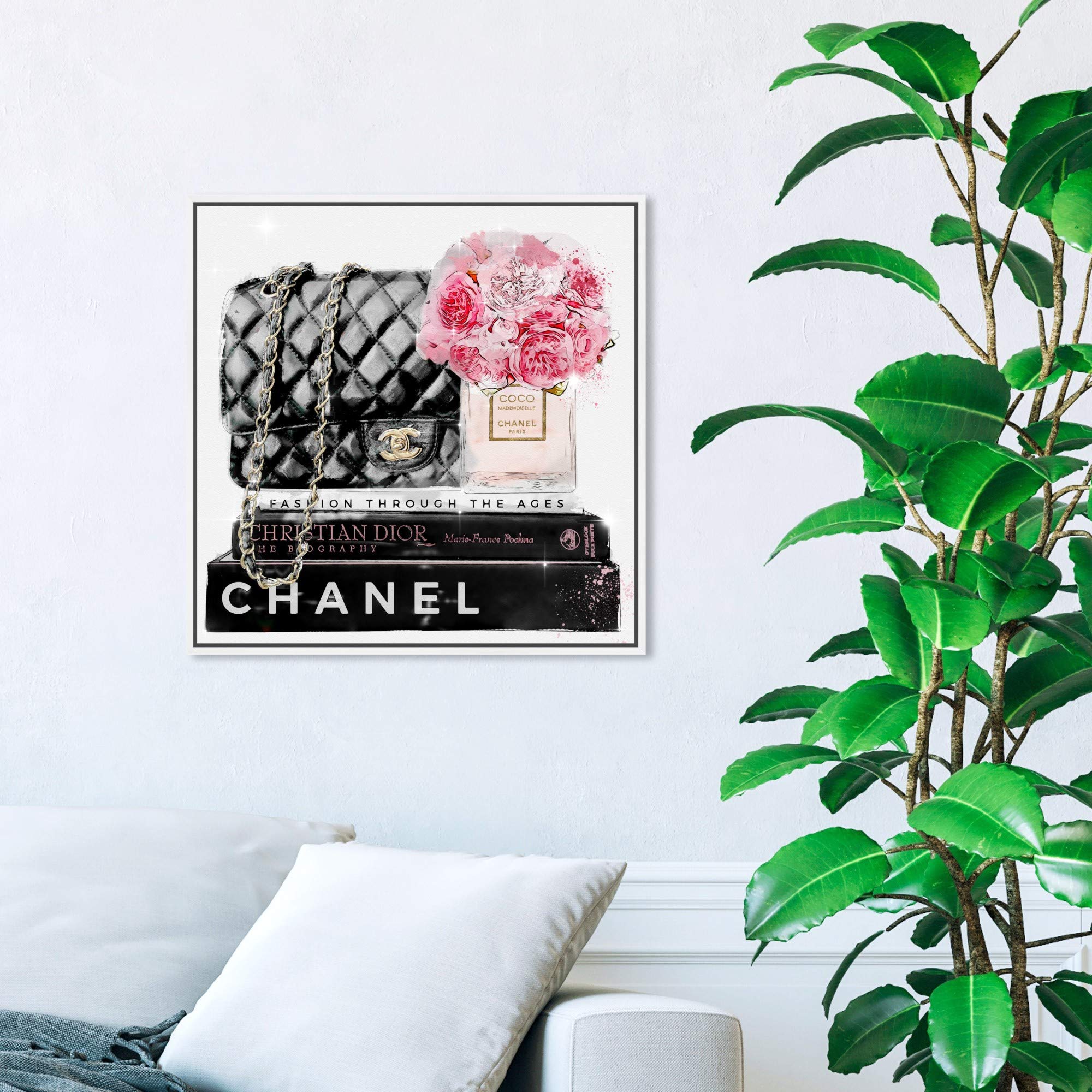 Elegant Essentials Paris Fashion Wall Art Canvas Print - 20x20 Inch Handbag Decor with White Floating Frame | Perfect for Living Room, Bedroom & Office Décor