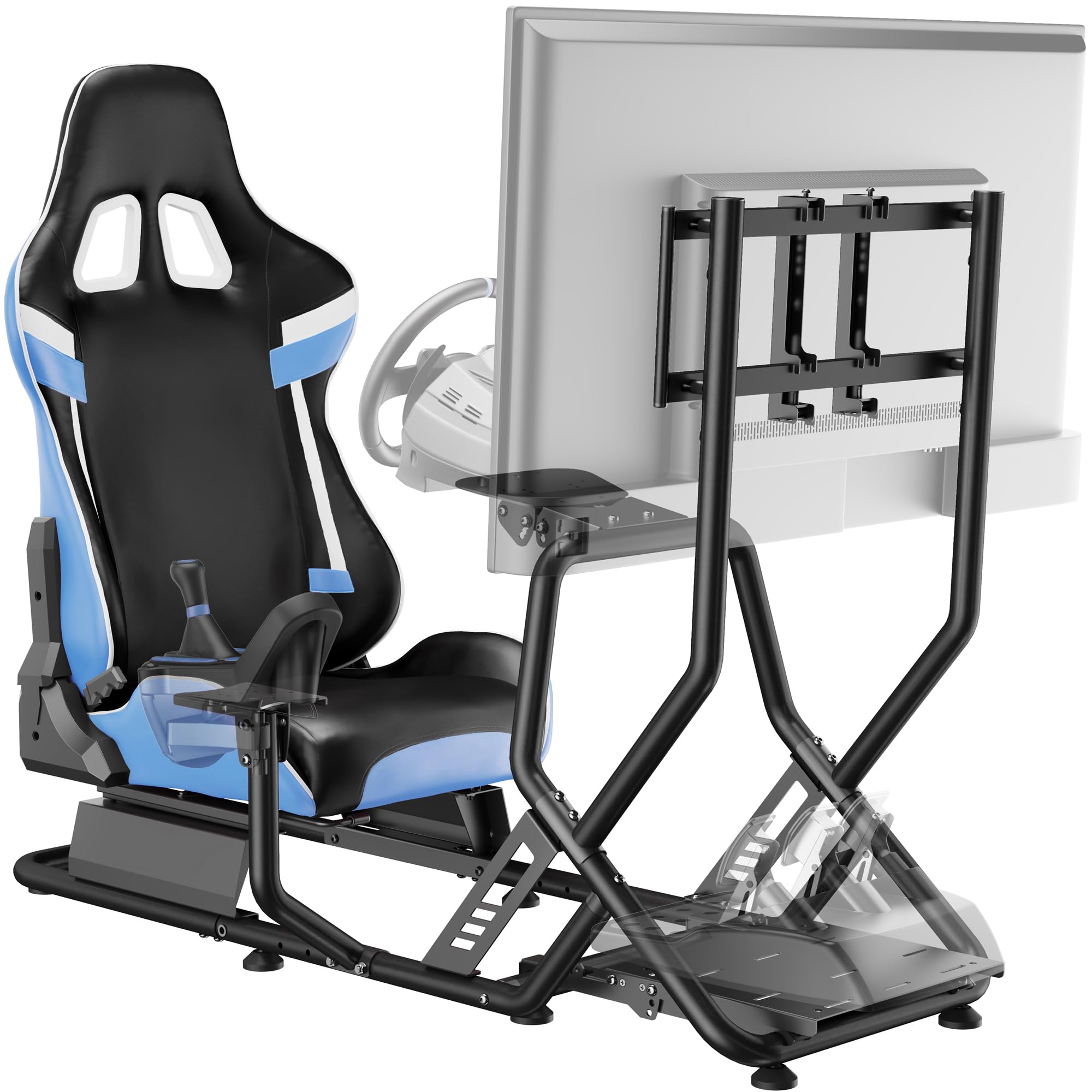ARES WING Sim Racing Cockpit with Adjustable Monitor Mount & Seat - Compatible with Fanatec, Thrustmaster, Logitech, Moza - Perfect for PS5, PS4, Xbox & PC Racing Games - Ideal for Home Gaming Setup & Professional Esports Training