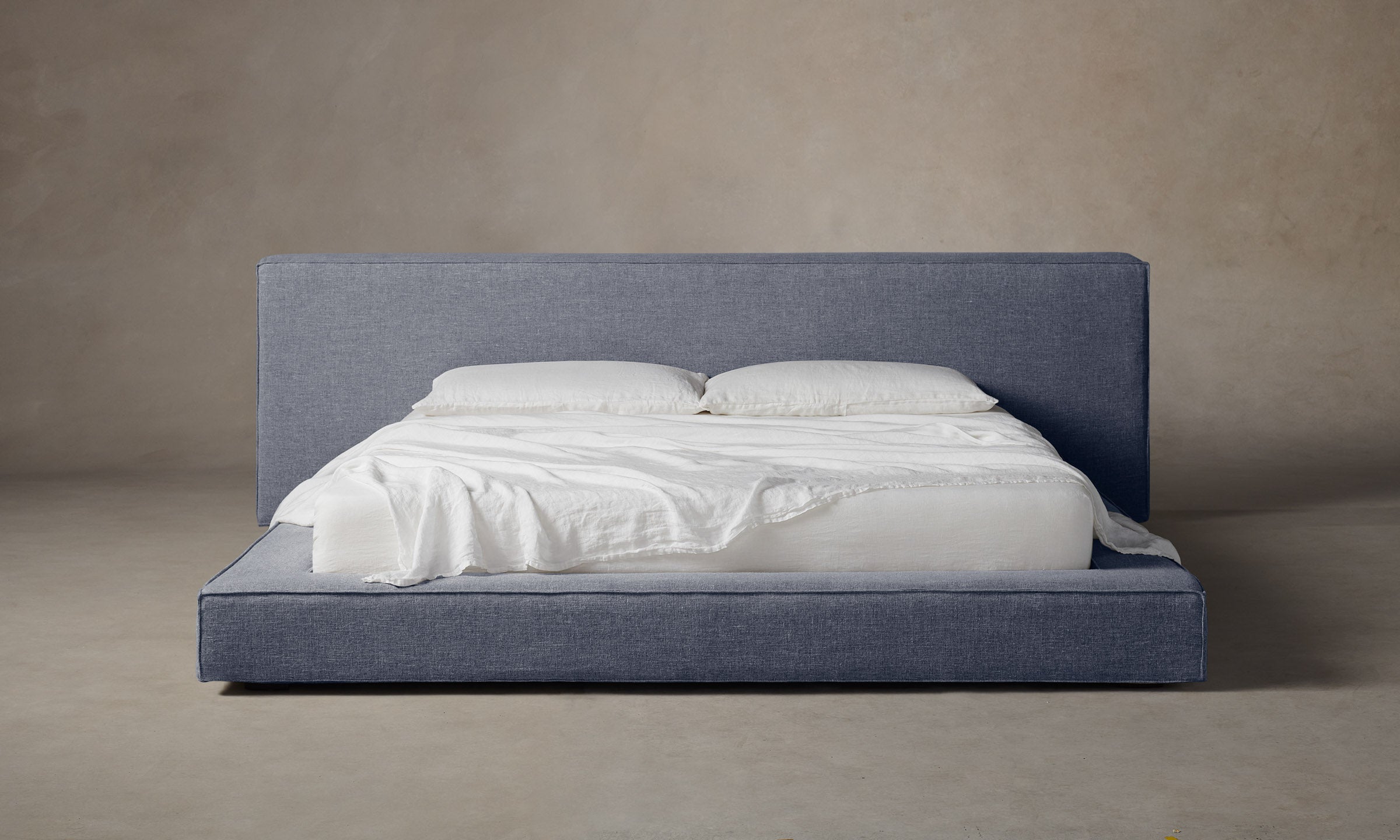 The Eldridge Bed - Heritage Belgian Linen Lake Collection | Premium Bed Frame for Master Bedroom & Guest Room Decor