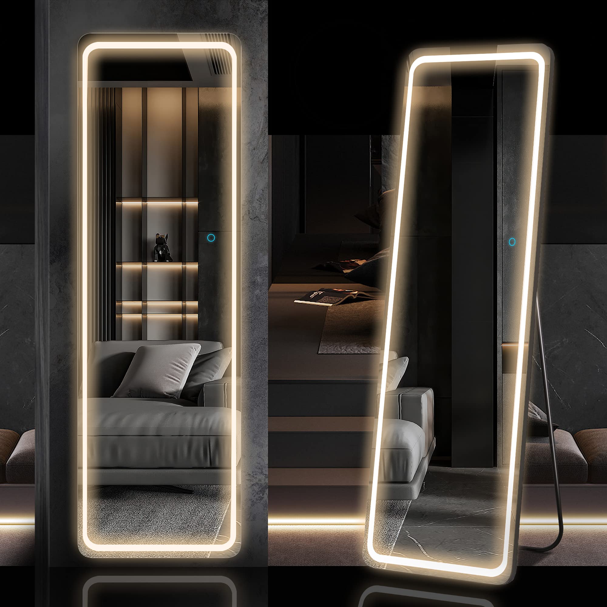 Full Length LED Mirror with 3 Color Lighting - 63