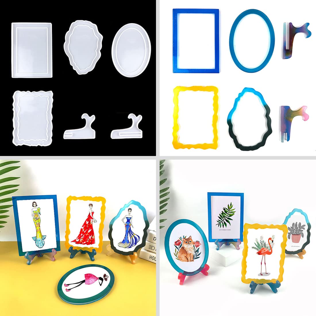 Voyyphixa 6PCS Photo Frame Silicone Mold Kit - Oval & Square Resin Molds for DIY Picture Frames, Epoxy Crafting, Home Decor, and Photo Display - Perfect for Scrapbooking, Wedding Keepsakes, and Wall Art Projects