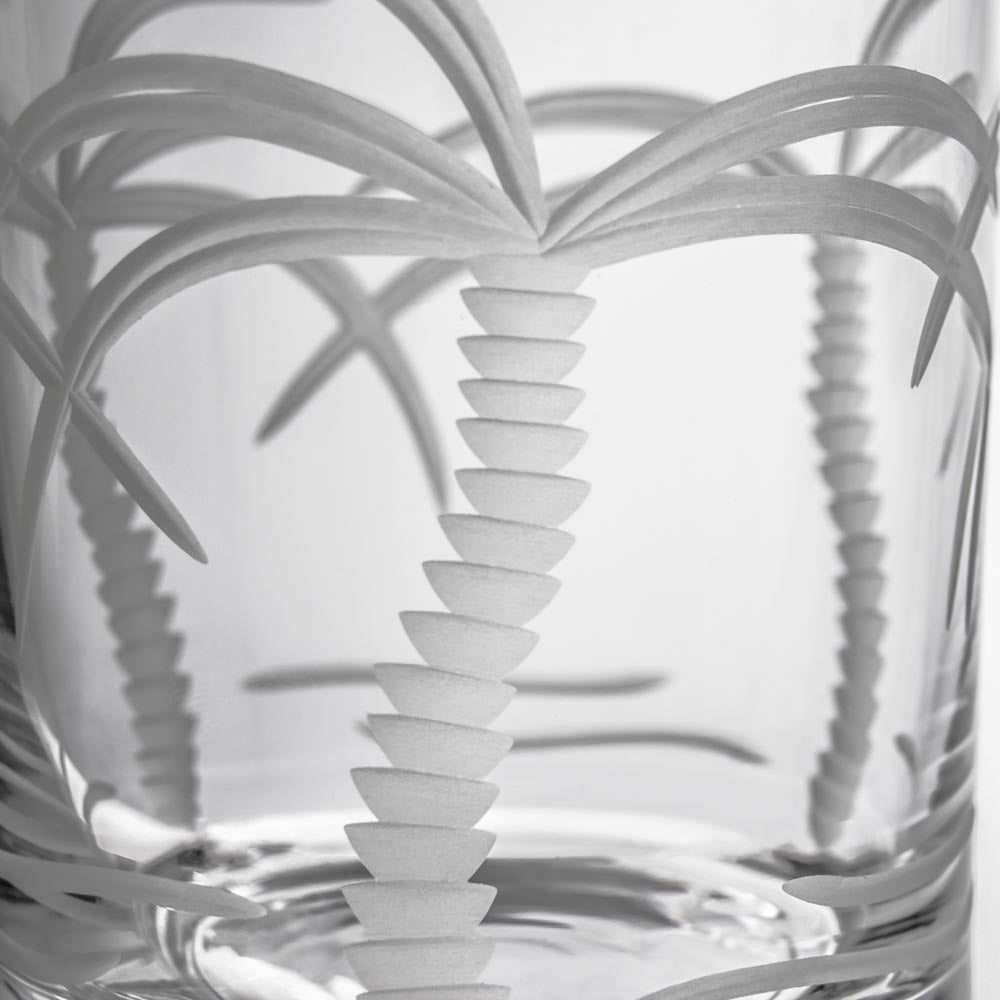 Premium 13oz Double Old Fashioned Glasses - Set of 4 | Tropical Palm Tree Design | Perfect for Cocktails, Whiskey & Home Bar Decor