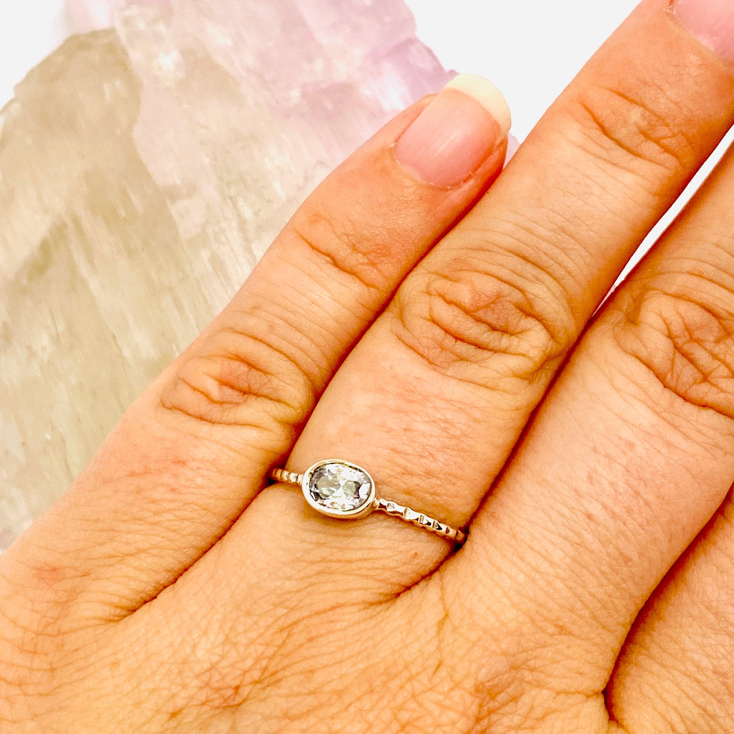 Clear Quartz Oval Faceted Fine Band Ring R3750 CQ - Elegant Crystal Jewelry for Women, Wedding, Anniversary & Everyday Wear