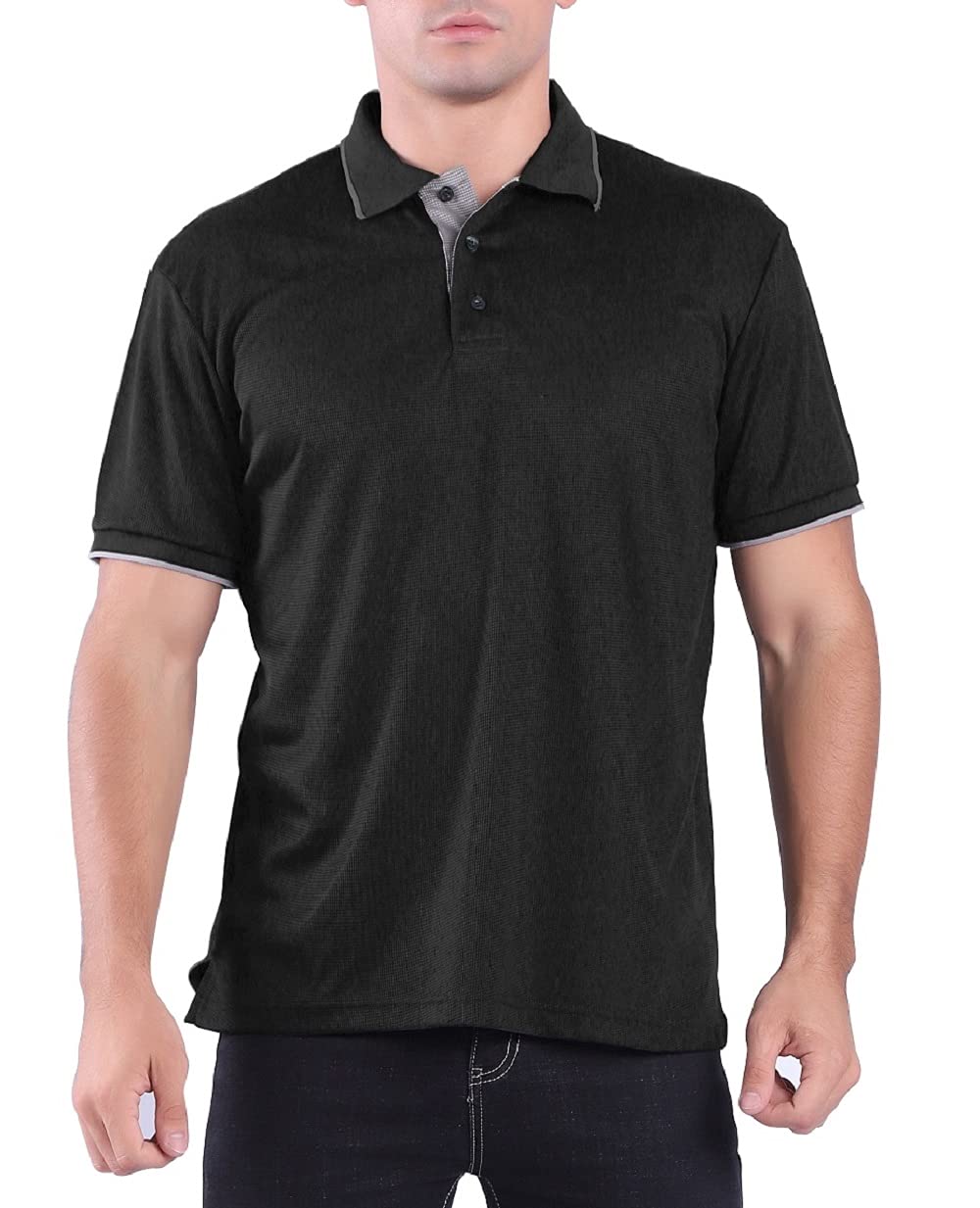 Facitisu Men's Performance Polo Shirts - Moisture Wicking Active Short Sleeve Shirts for Workout, Golf & Casual Wear | Breathable & Quick Dry for Sports & Outdoor Activities