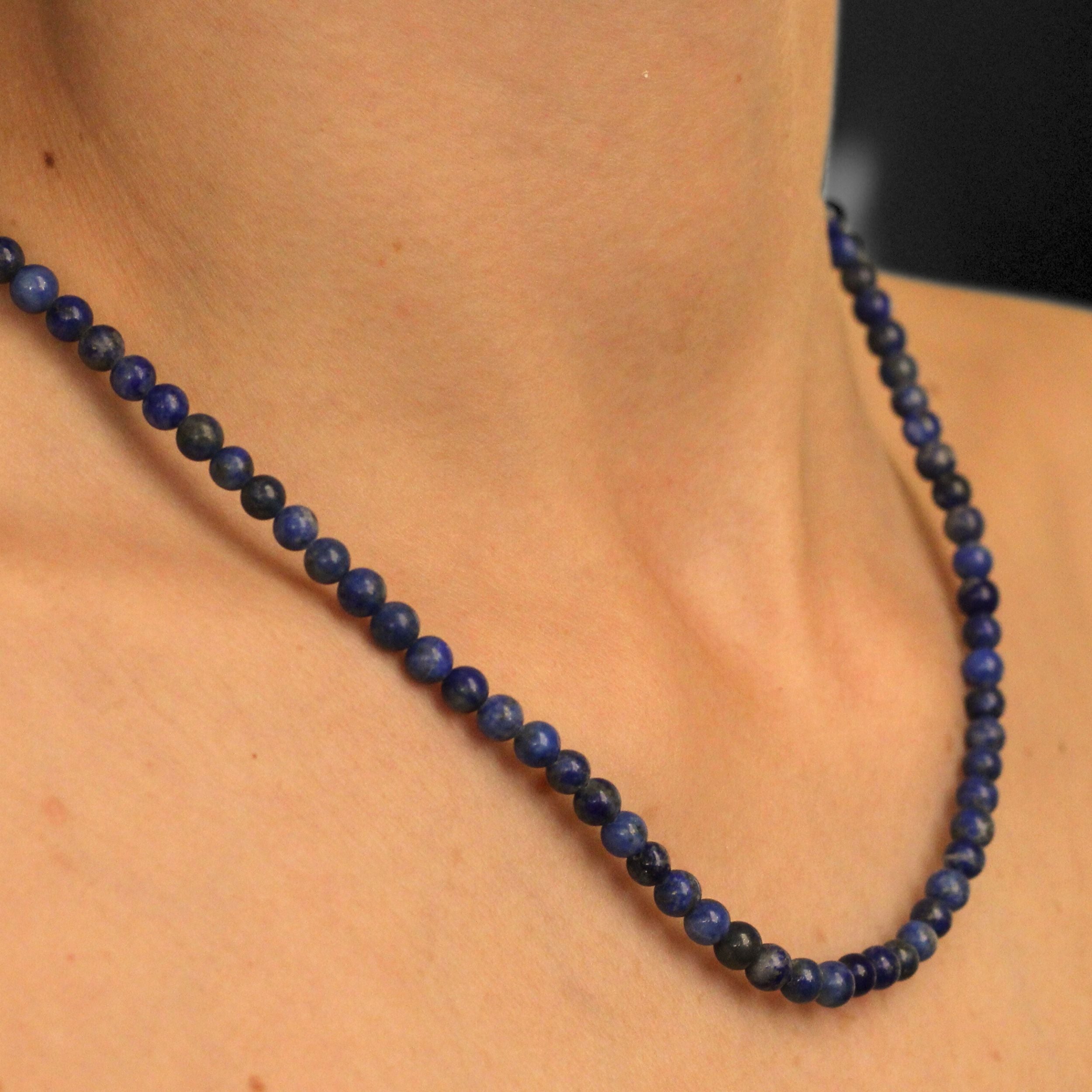 Lapis Lazuli Beaded Necklace - Mini Blue Stone Jewelry for Women, Spiritual Healing & Chakra Balancing | Perfect for Meditation, Yoga & Boho Fashion
