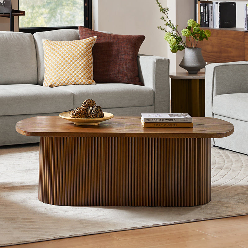 Modern Oval Coffee Table with Hidden Storage - Perfect for Living Room, Lounge & Small Spaces